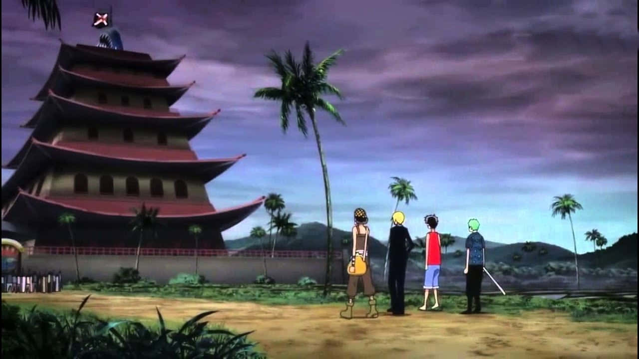 Arlong Park, multi-tiered pagoda, twilight sky, HD Desktop Wallpaper