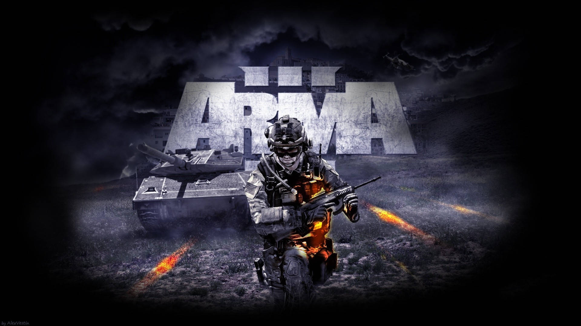 Arma 3, soldier in full gear, rifle, Full HD Desktop Wallpaper