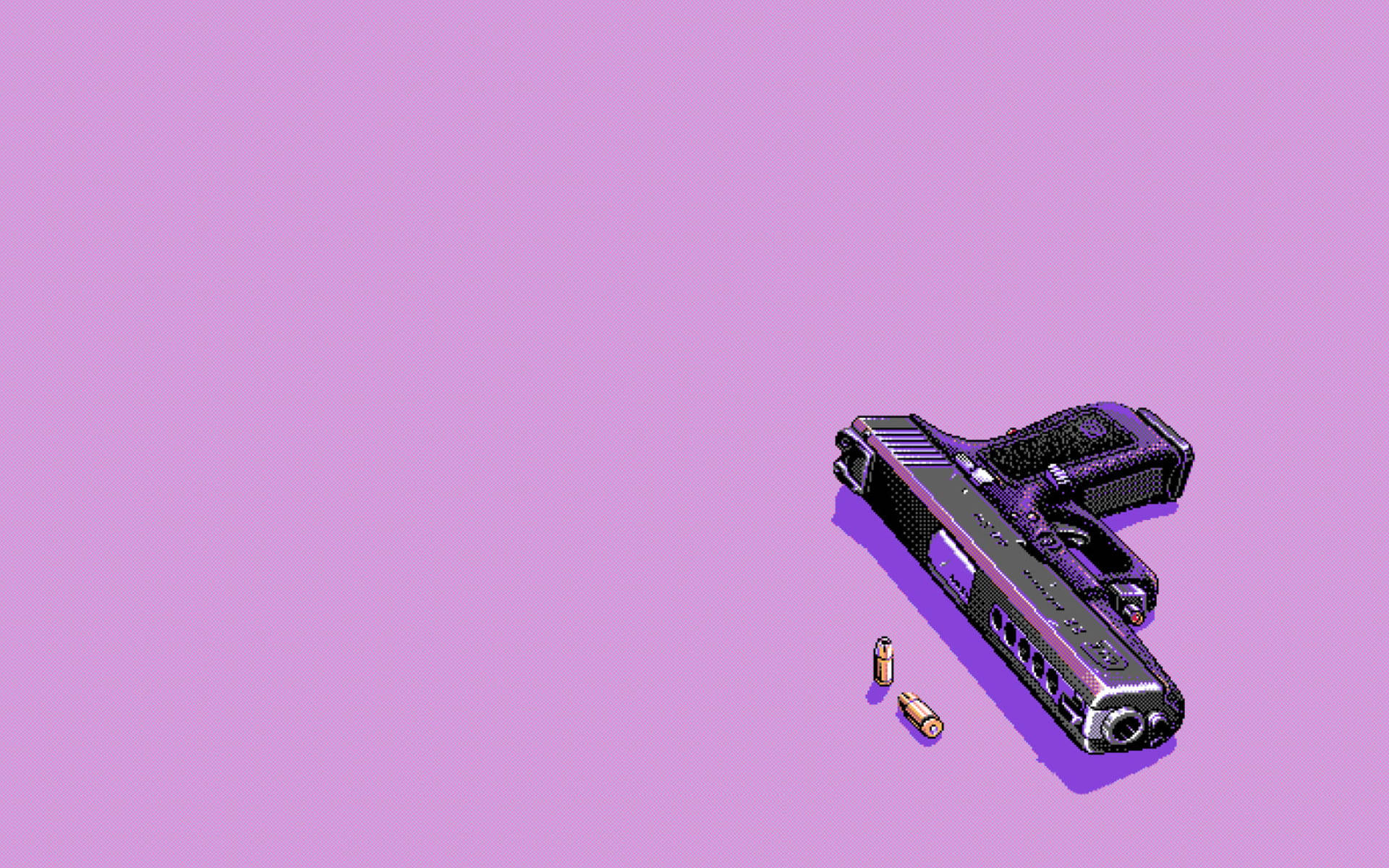 retro 8 bit glock pistol, pixel-art handgun, lavender background, Full HD Desktop Wallpaper