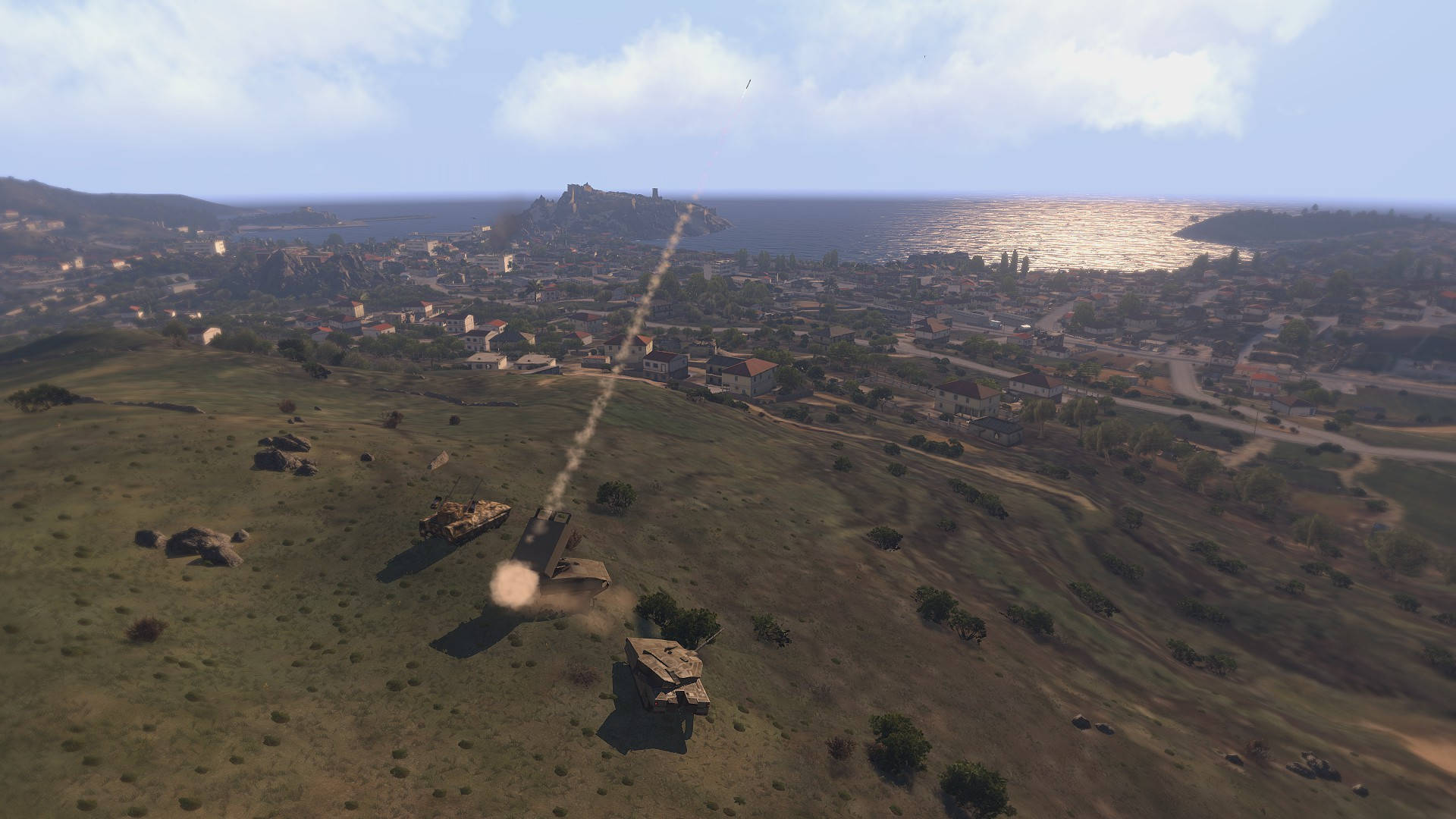 Arma 3, tank, hilly landscape, Full HD Desktop Wallpaper