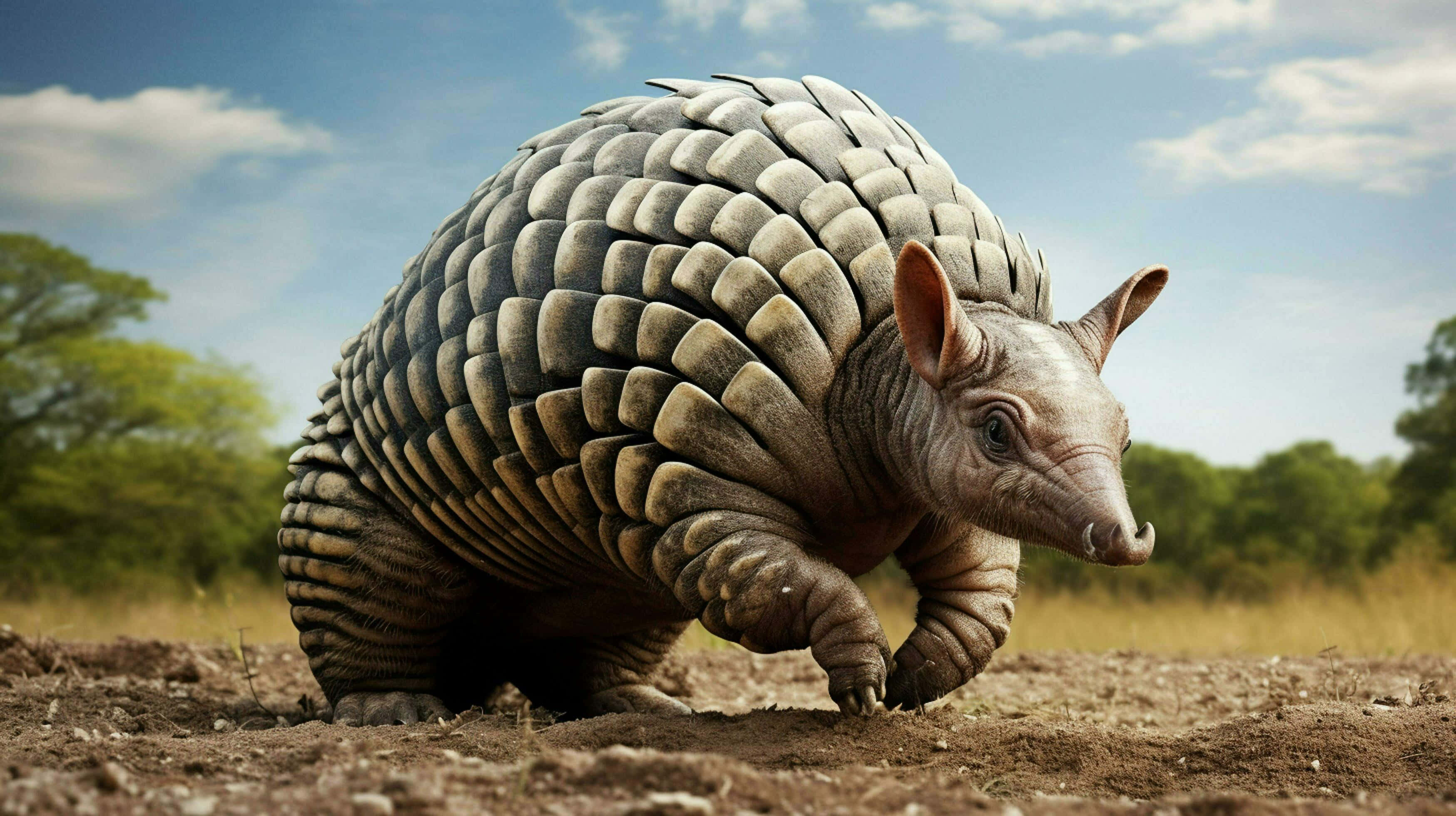 armadillo, textured armor, dry earth, 2K Desktop Wallpaper