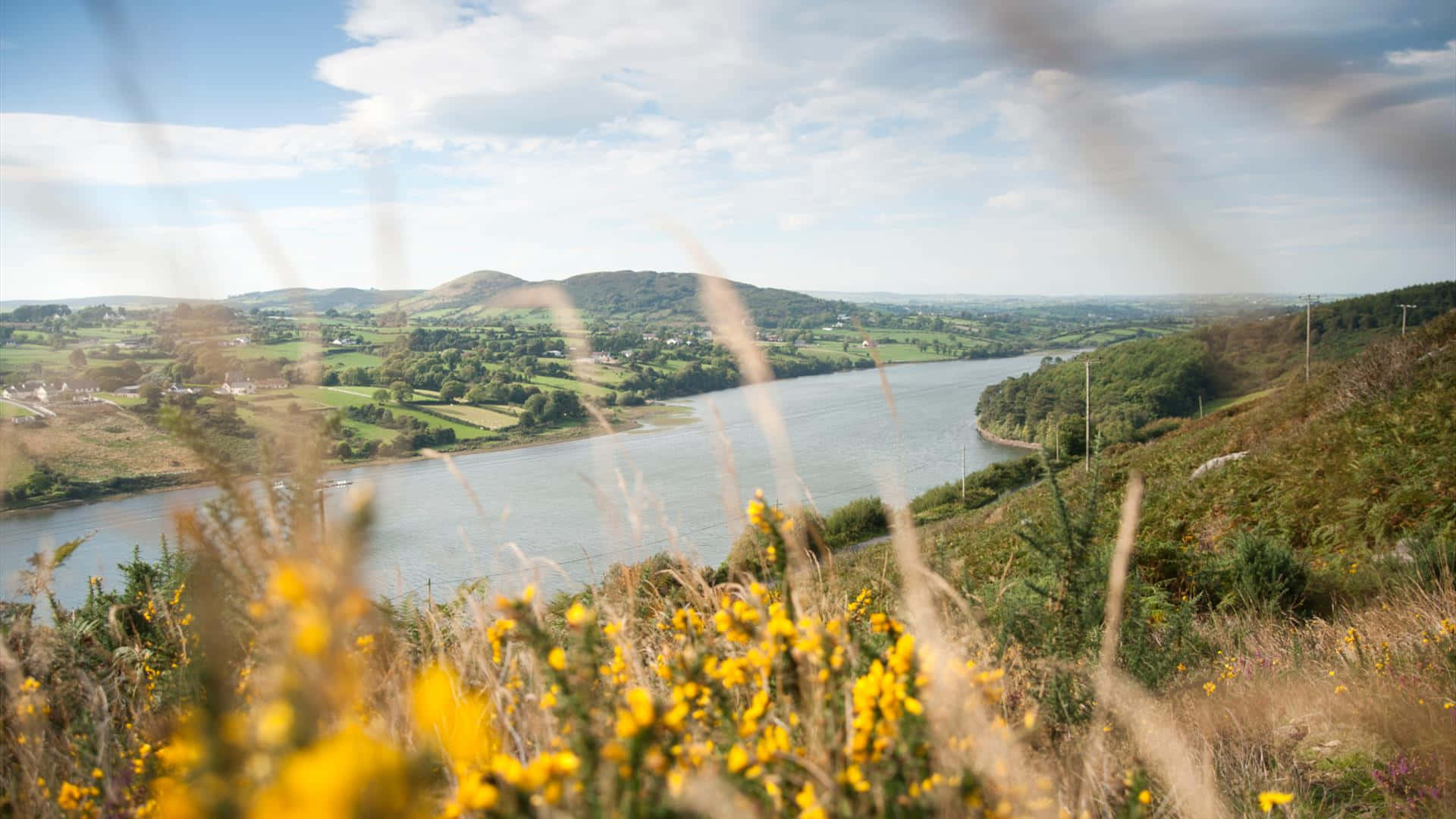 Armagh, countryside view, winding river, Full HD Desktop Wallpaper