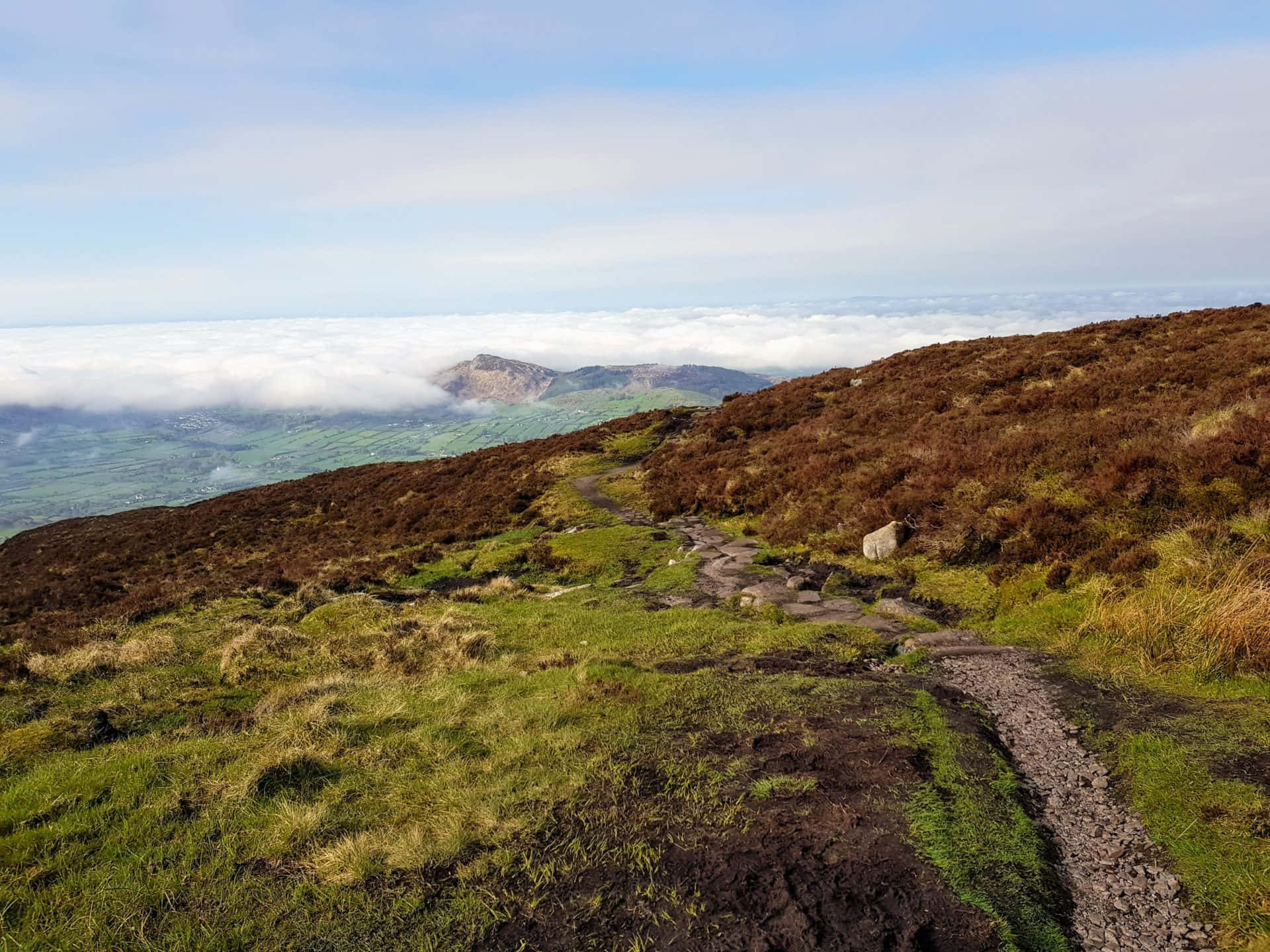 Armagh, mountain path, clouds, Full HD Desktop Wallpaper