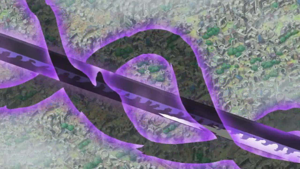 Armament Haki, glowing purple energy blade, fantasy landscape, HD Desktop Wallpaper