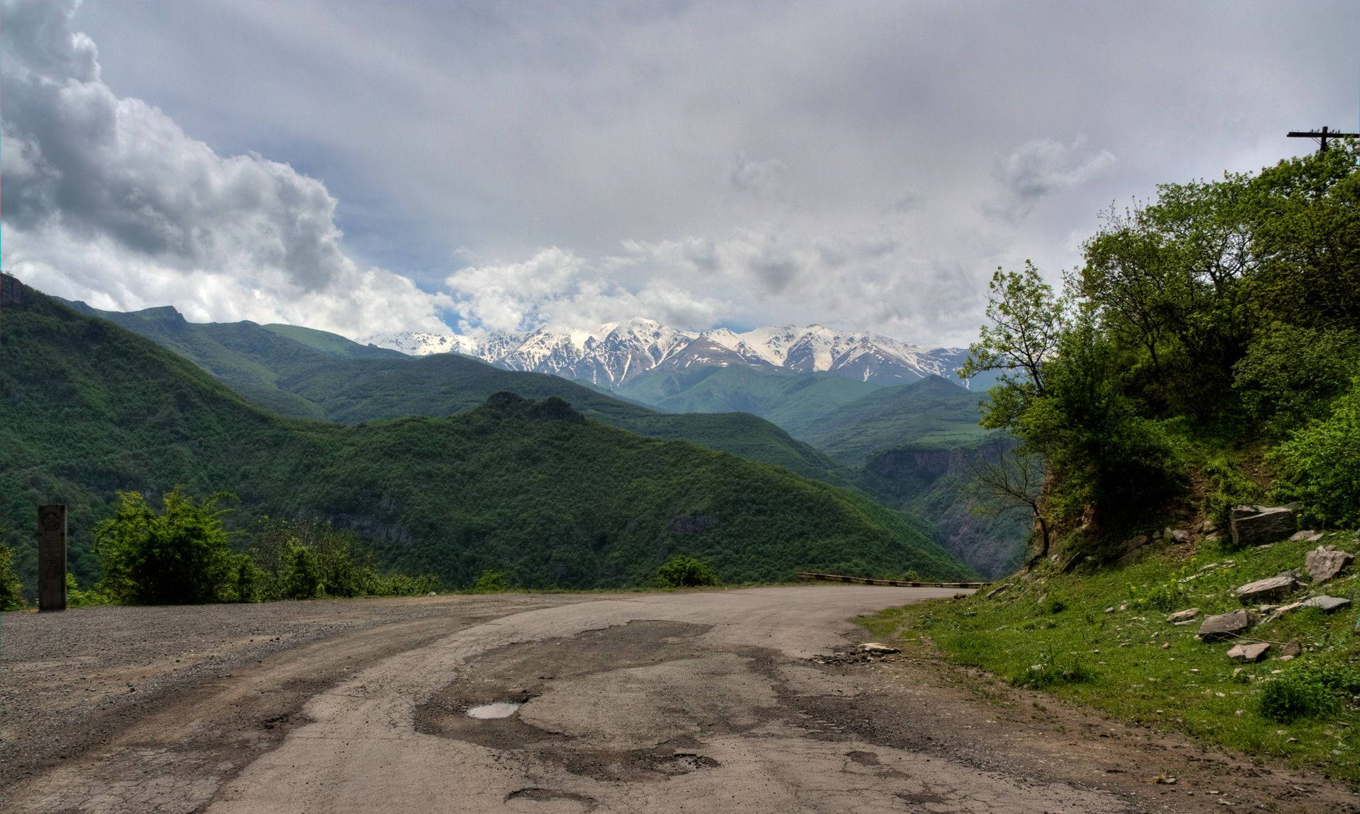Armenia, mountain scenery, winding gravel road, Full HD Desktop Wallpaper