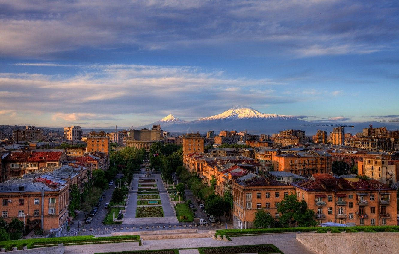 Armenia, city view, terracotta buildings, HD Desktop Wallpaper