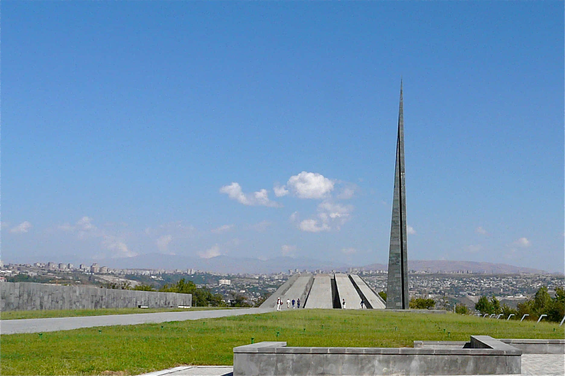 Armenian Genocide Memorial, metallic spike, grassy hill, HD Desktop Wallpaper