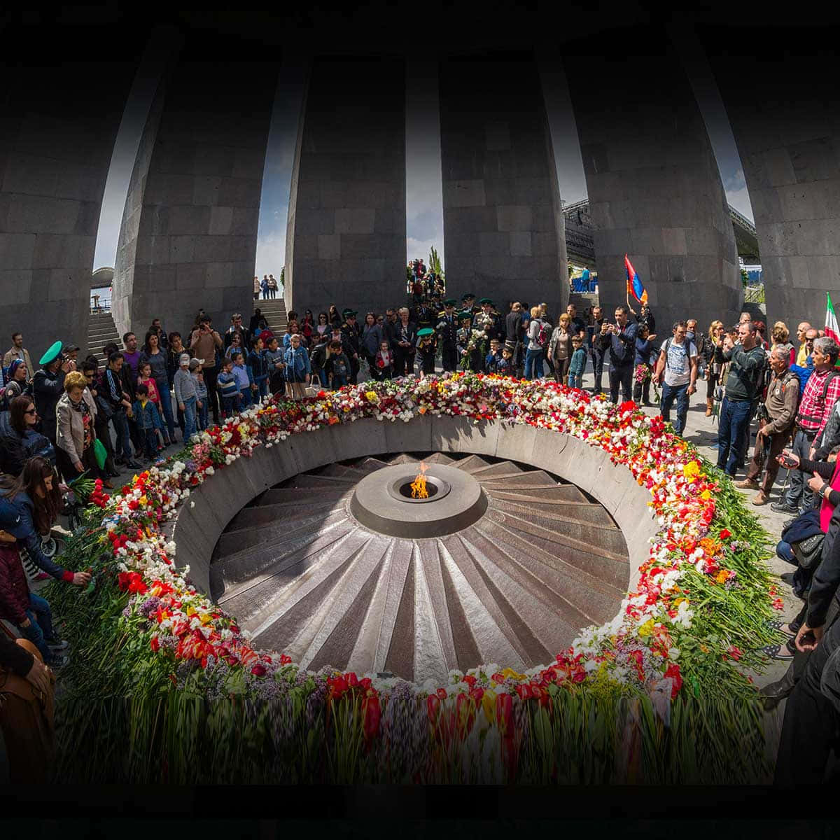 Armenian Genocide Memorial, circular monument, eternal flame, SD Desktop Wallpaper