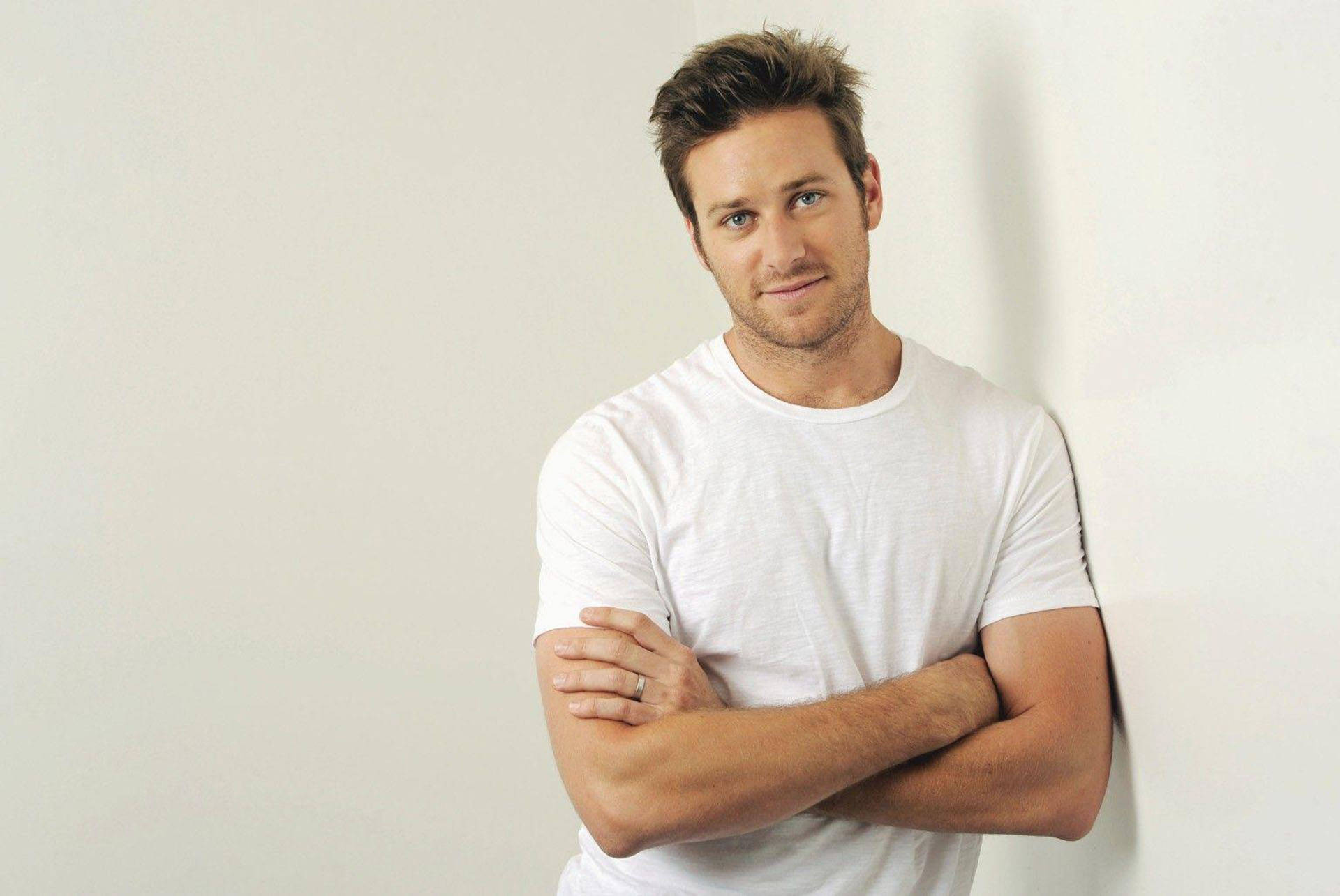 Armie Hammer, white shirt, plain wall, Full HD Desktop Wallpaper