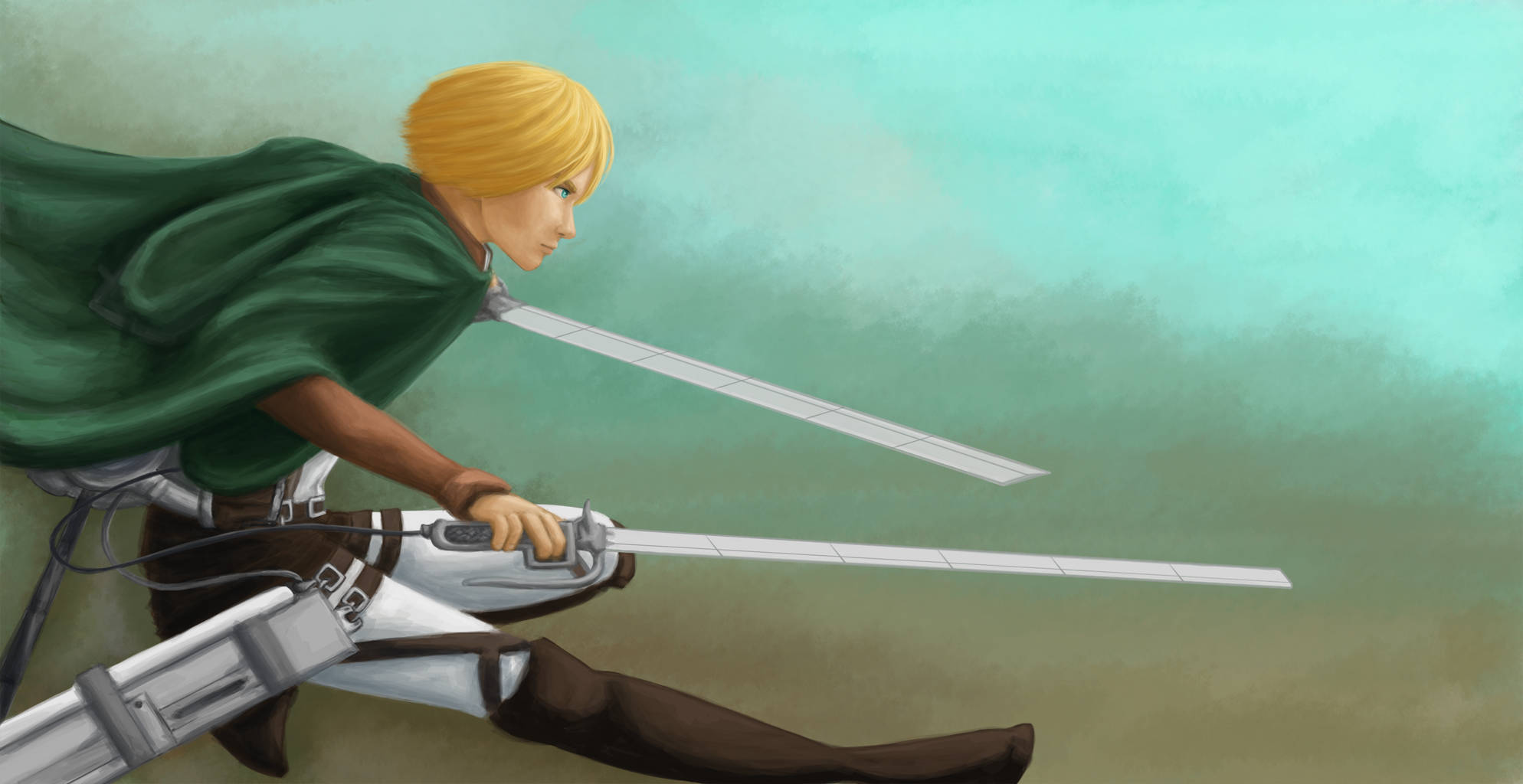 Armin Arlert, blonde anime warrior, green cloak, Full HD Desktop Wallpaper