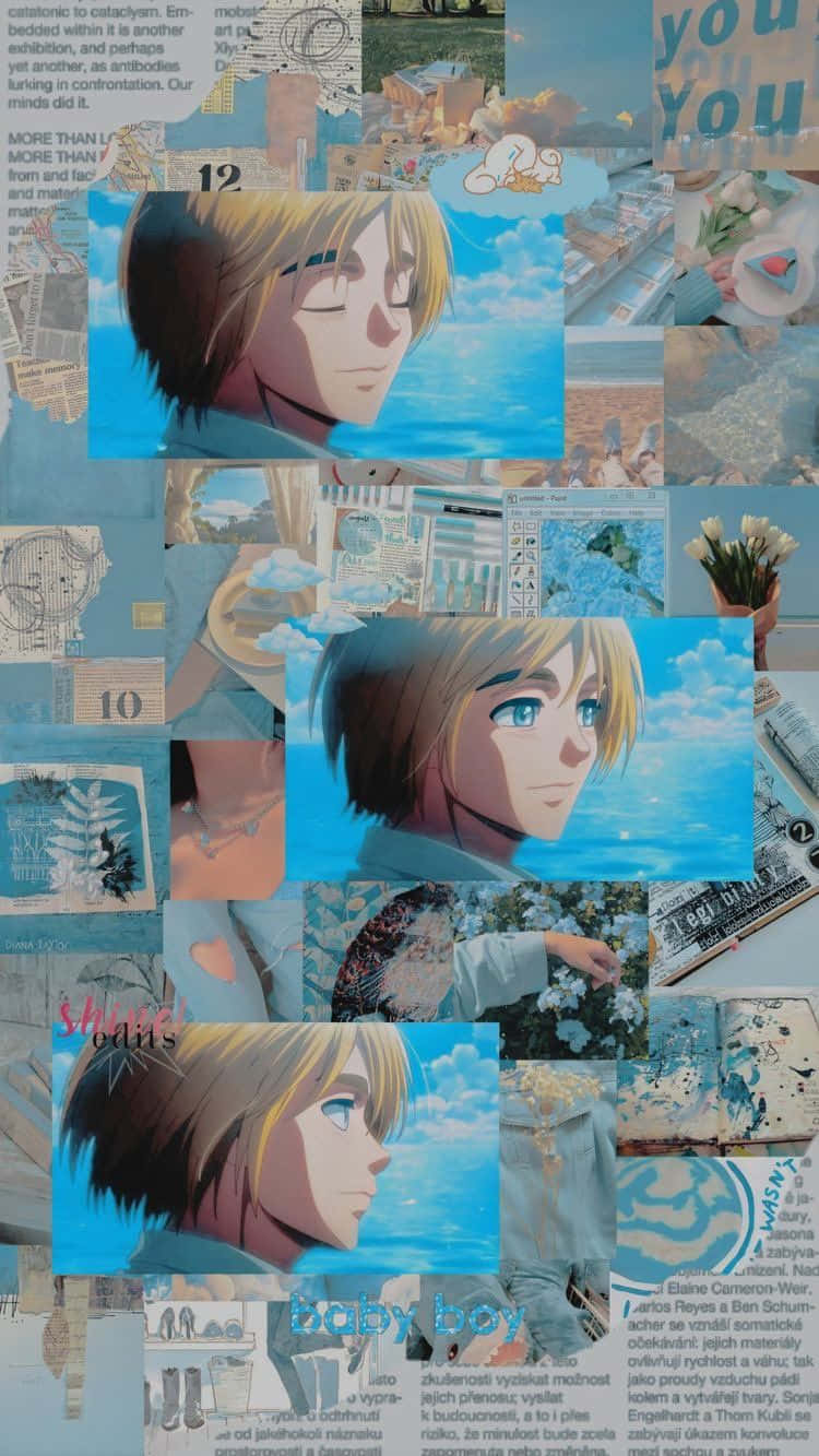 Armin Arlert, vibrant blue-toned, collage, HD Phone Wallpaper