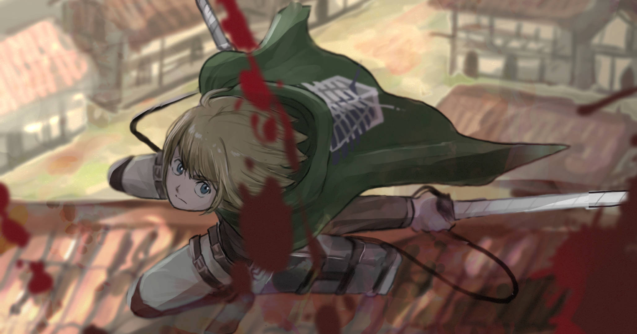 Armin Arlert, green cloak, sword, Full HD Desktop Wallpaper