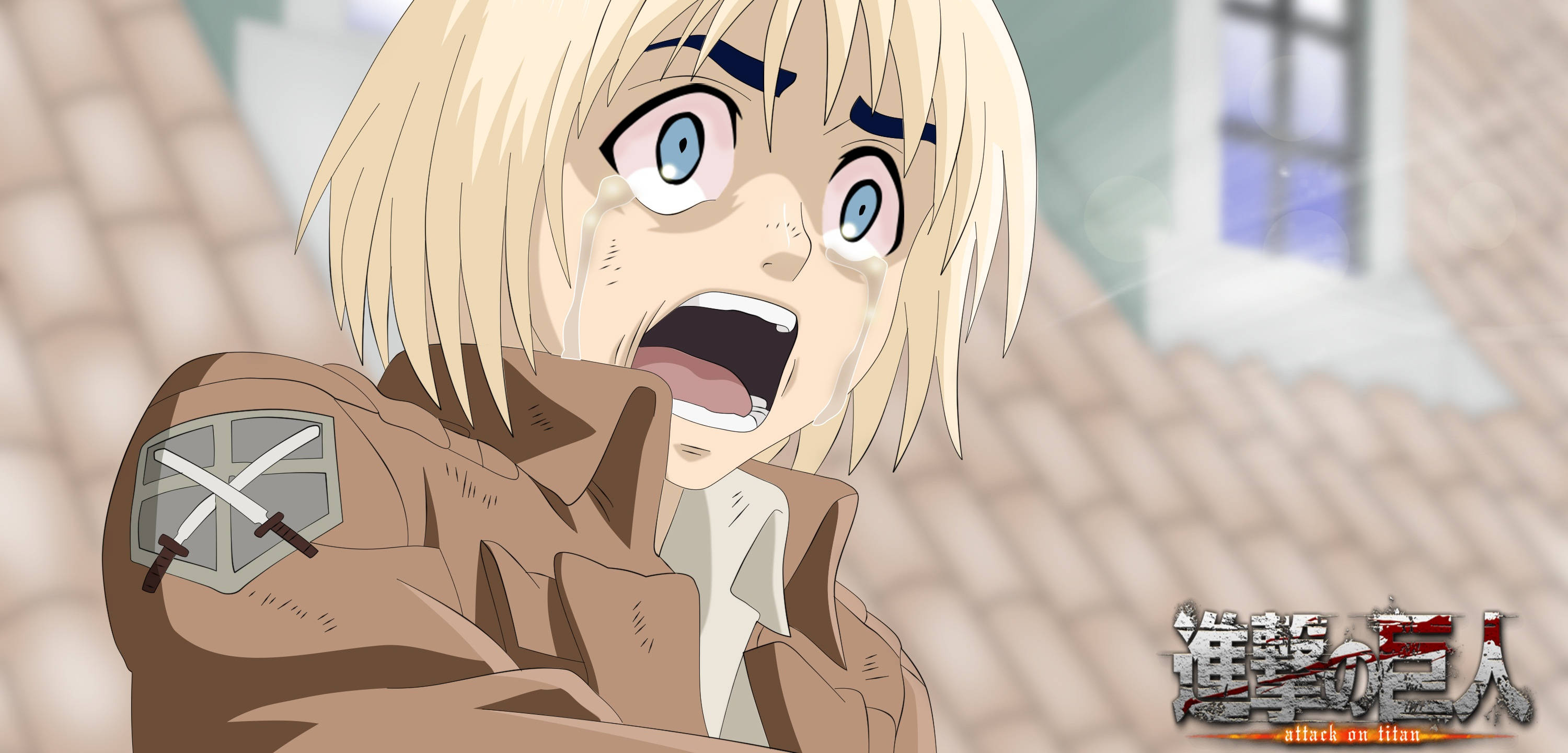 Armin Arlert, blonde, brown uniform, 2K Desktop Wallpaper