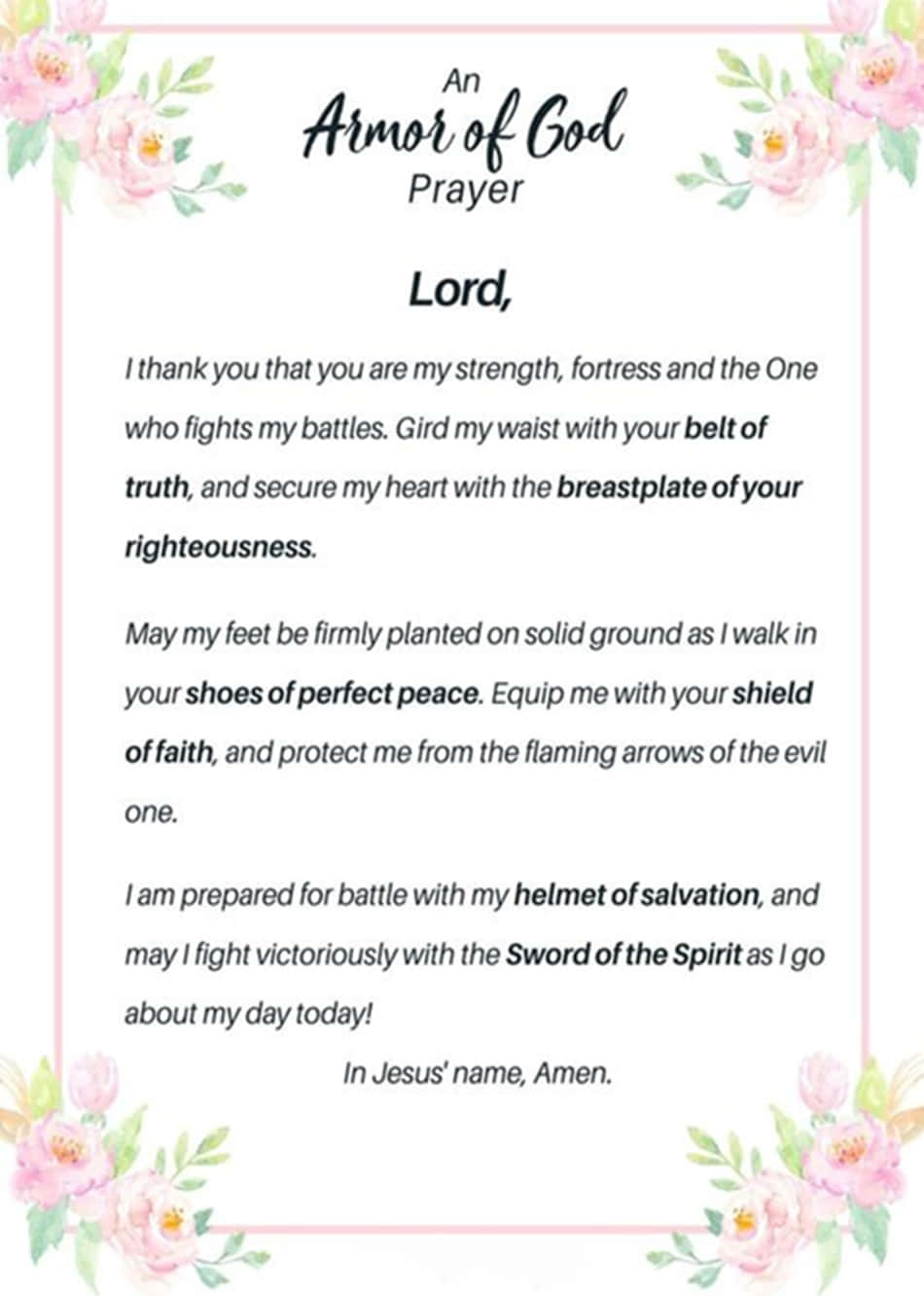 Armor Of God, An Armor of God, soft pink floral watercolor, HD Phone Wallpaper