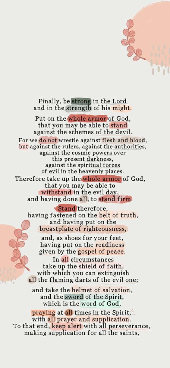 Armor Of God, biblical verses, soft pastel background, SD Phone Wallpaper