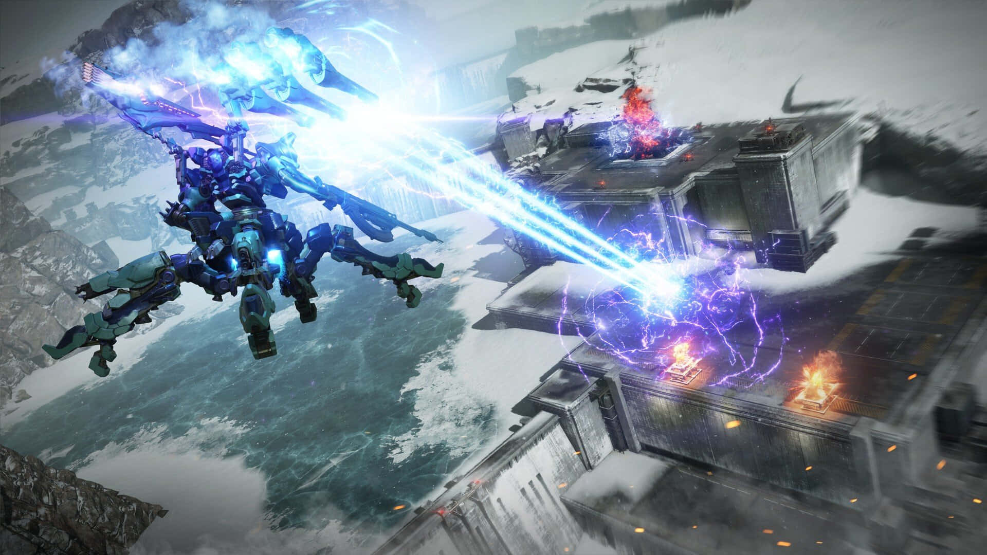 Armored Core 6, Fierce Battle, blue glowing mech, Full HD Desktop Wallpaper
