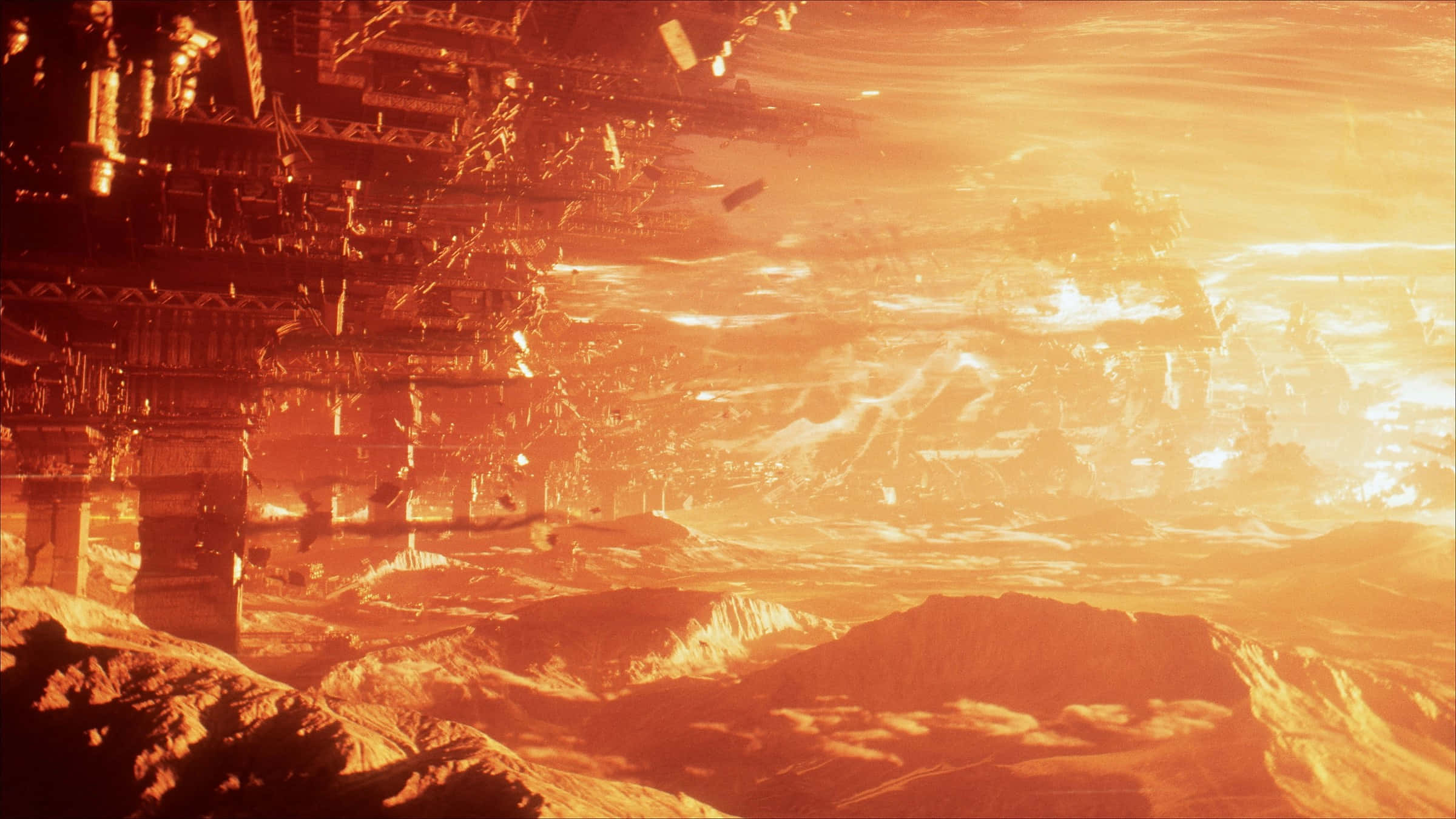 Armored Core 6, futuristic industrial landscape, orange alien landscape, Full HD Desktop Wallpaper
