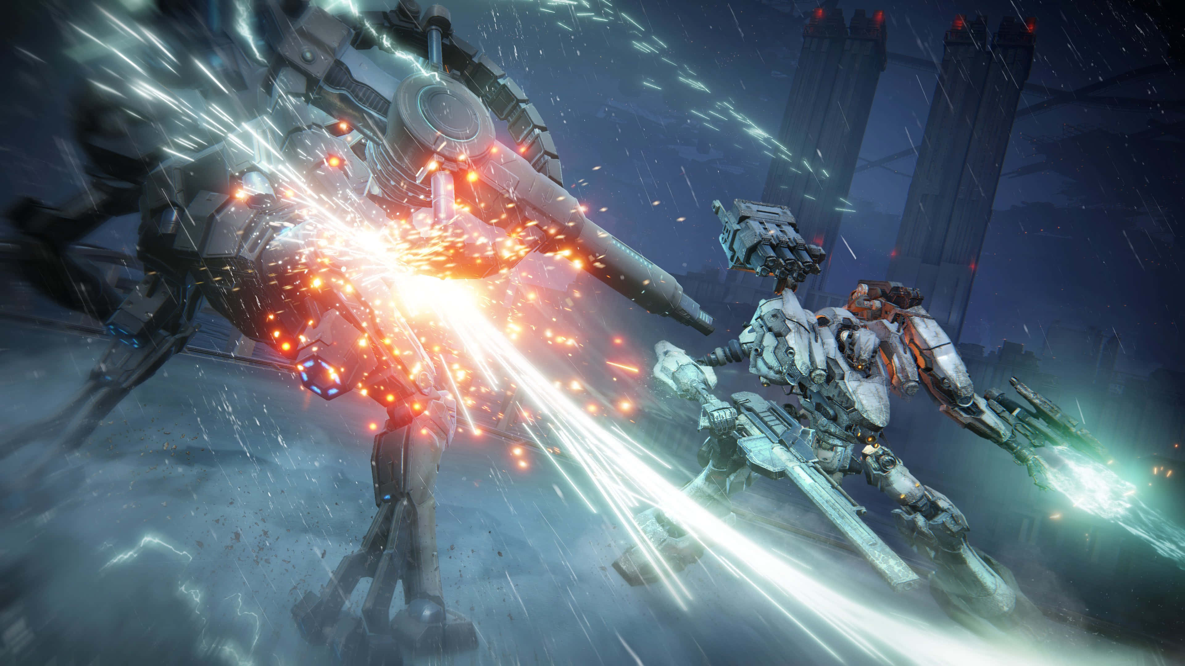 Armored Core 6, mech, rainy urban battlefield, 4K Desktop Wallpaper