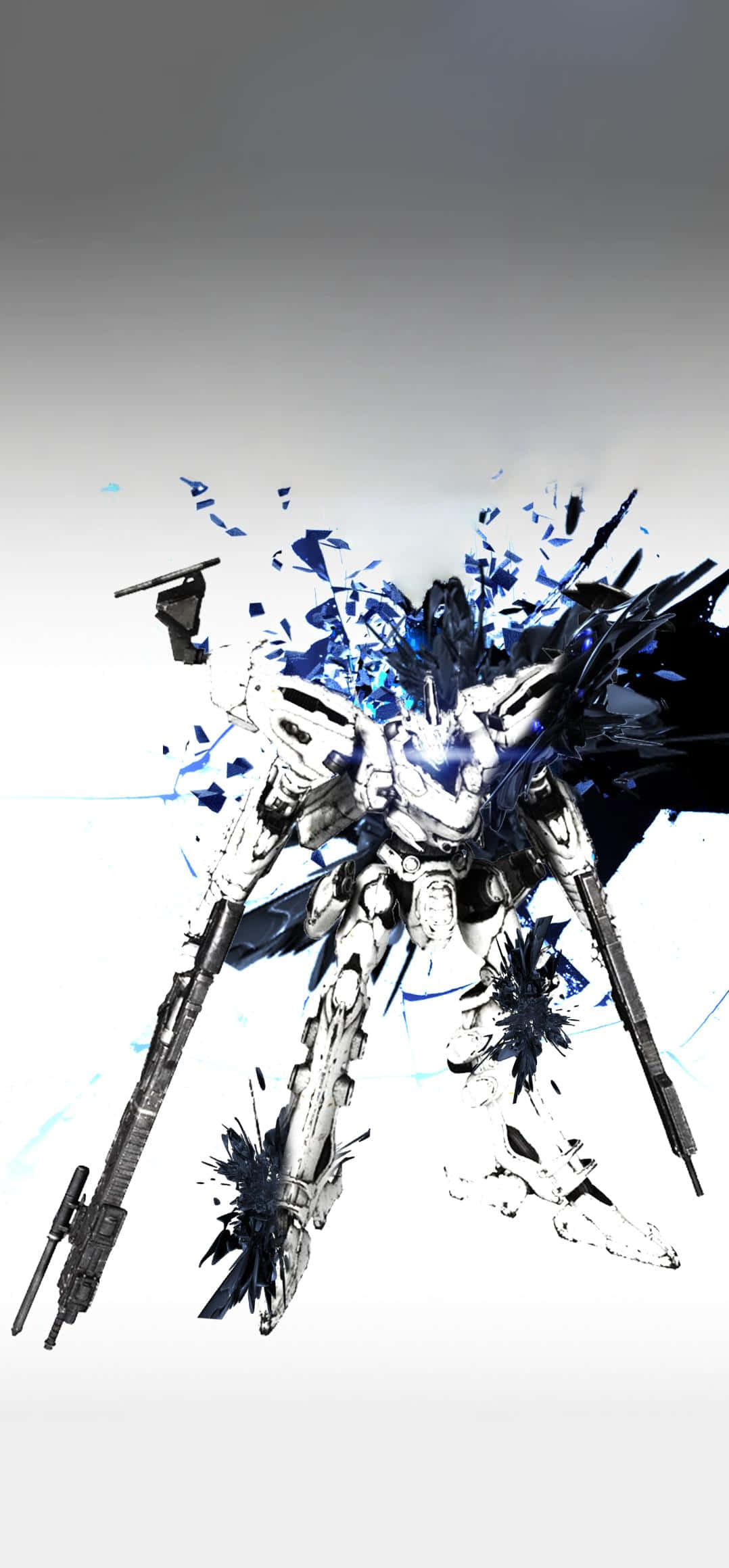 Armored Core 6, blue and white mech, shattered mech, Full HD Phone Wallpaper