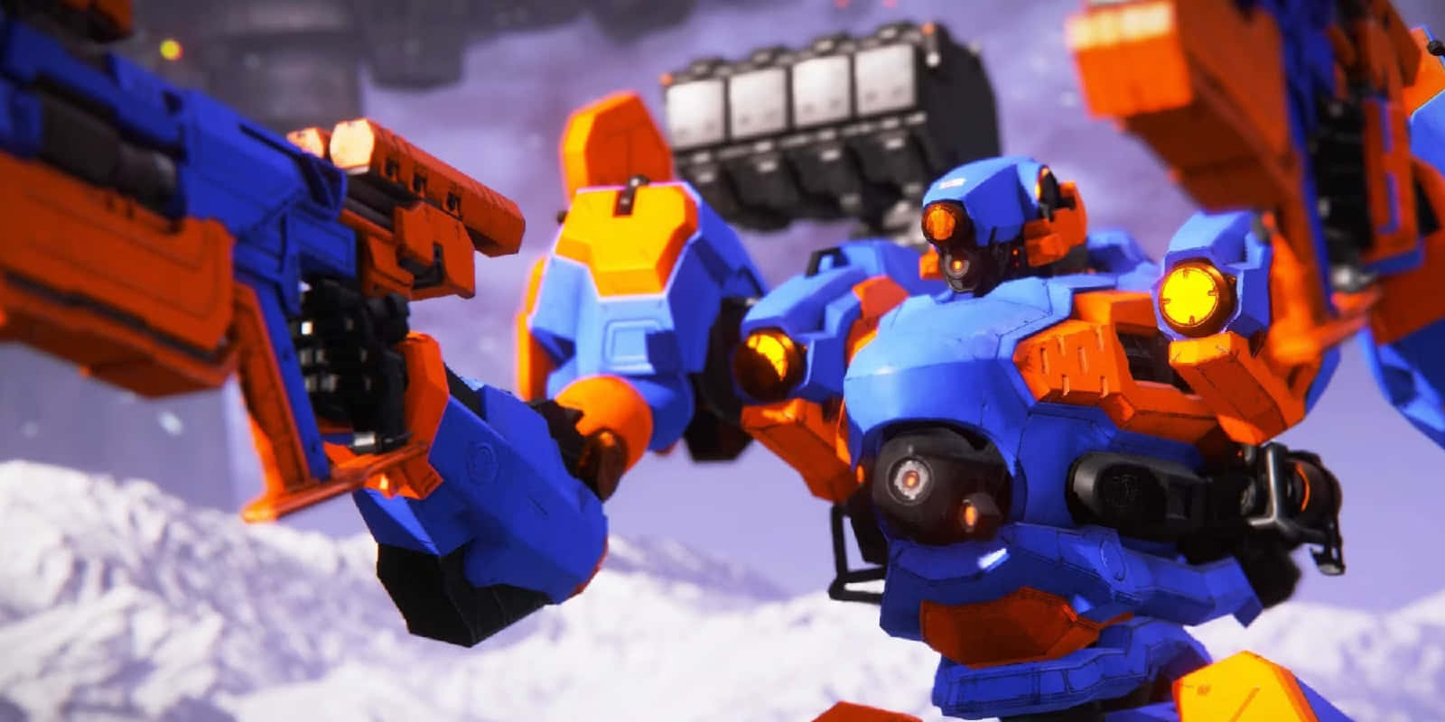 Armored Core, mech, blue and orange, HD Desktop Wallpaper