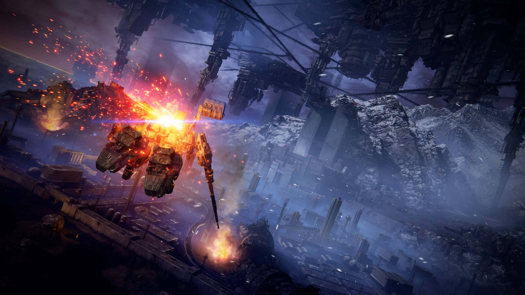 Armored Core, mech, futuristic cityscape, Full HD Desktop Wallpaper