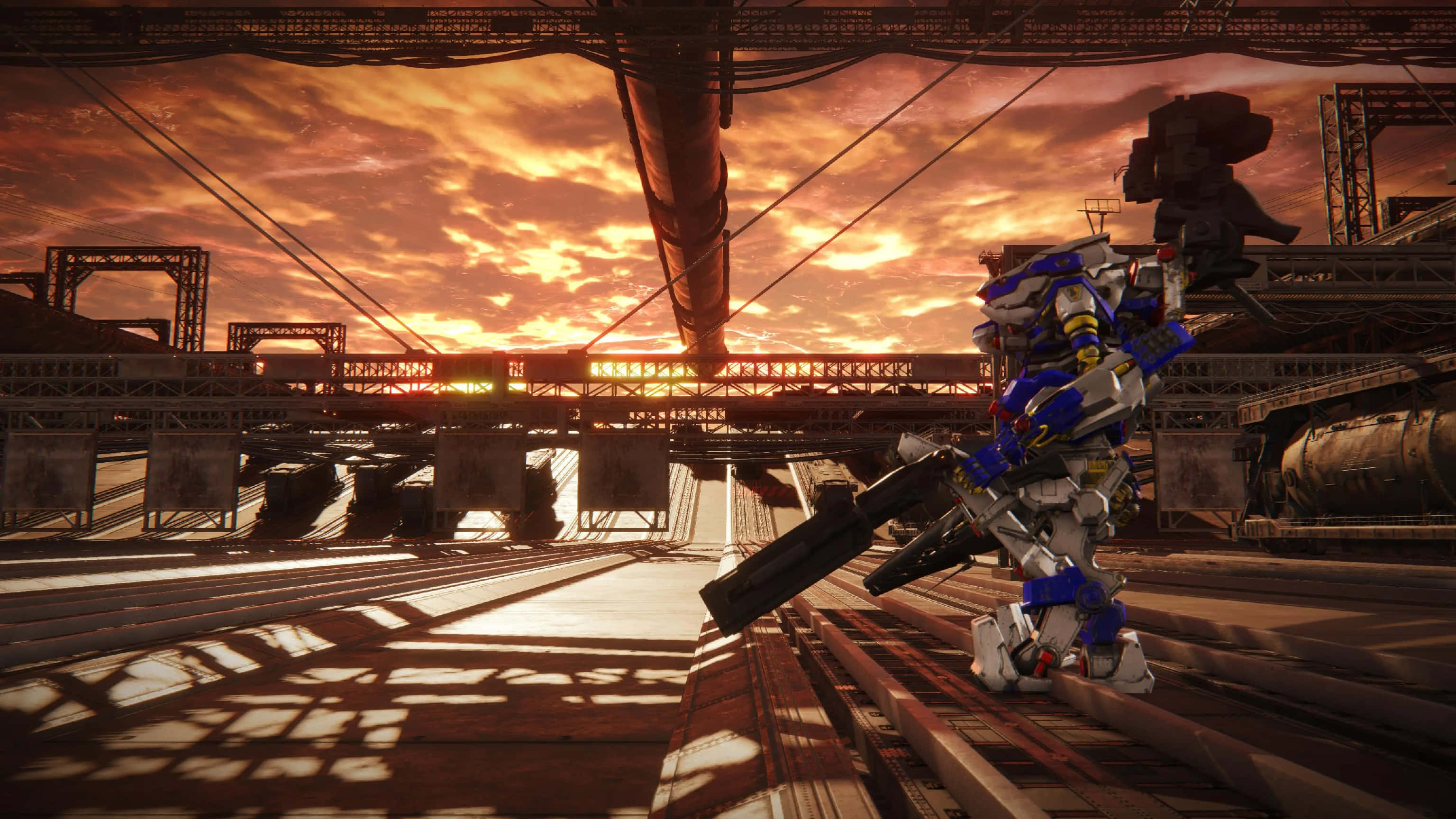 Armored Core, mech, sunset, 2K Desktop Wallpaper
