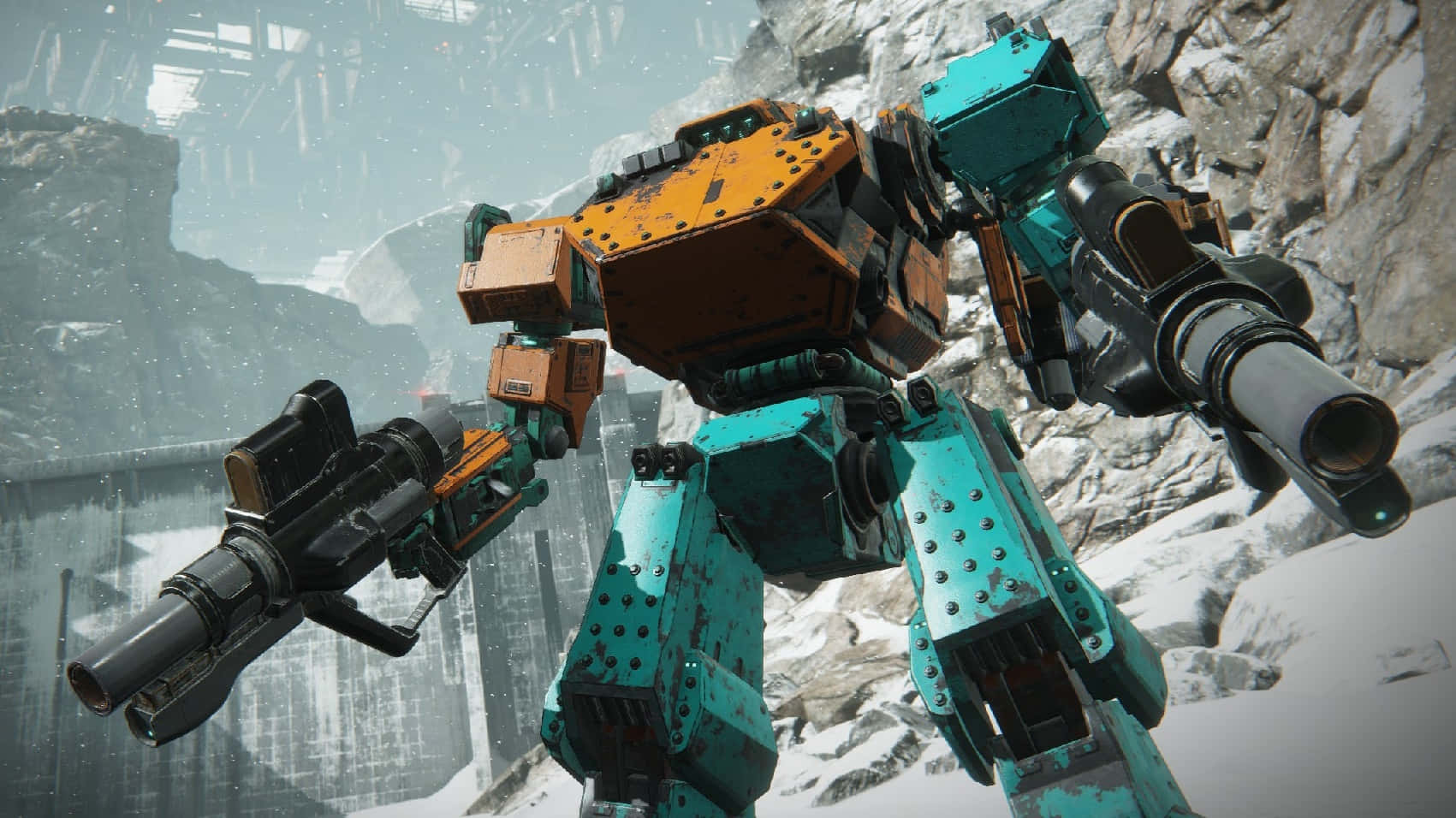 Armored Core, mechin, teal and orange, HD Desktop Wallpaper
