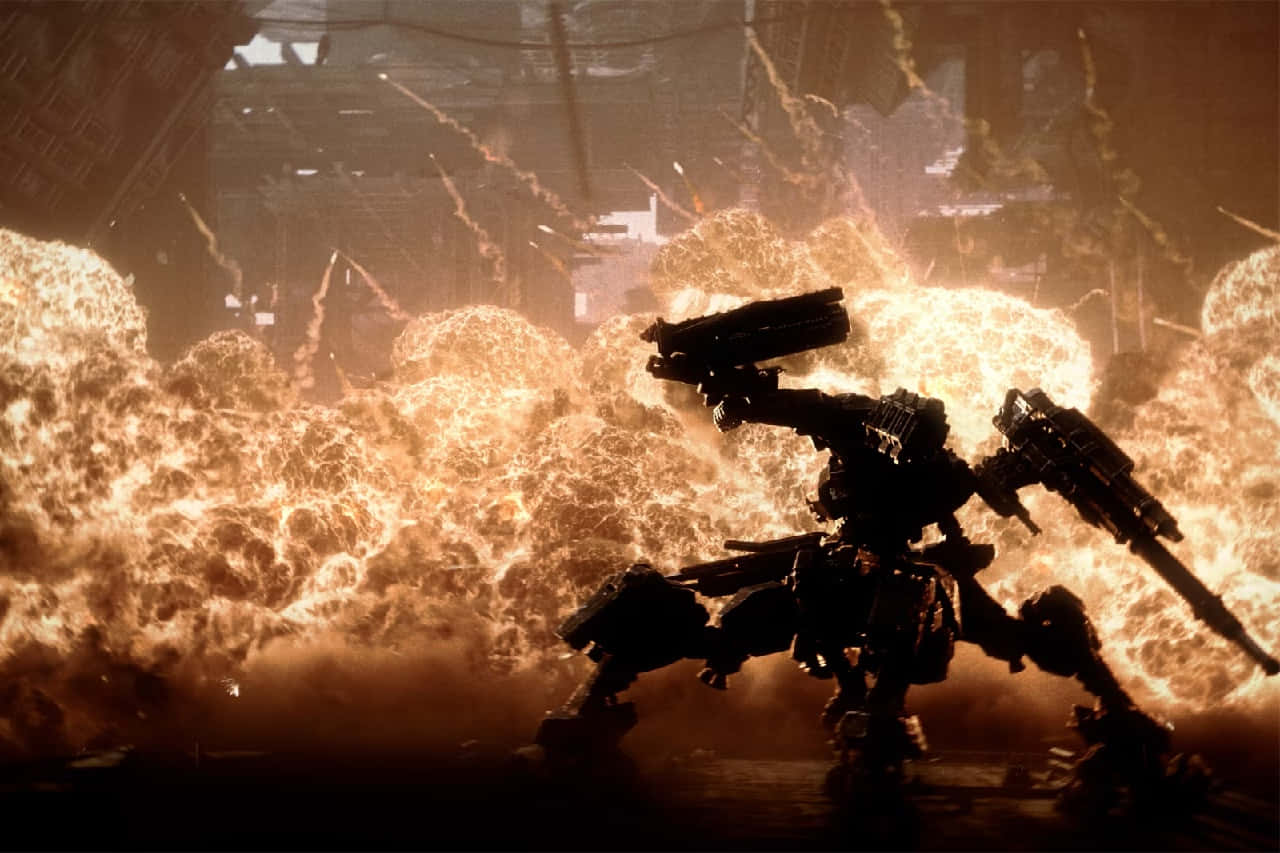 Armored Core, mech, fiery explosions, HD Desktop Wallpaper