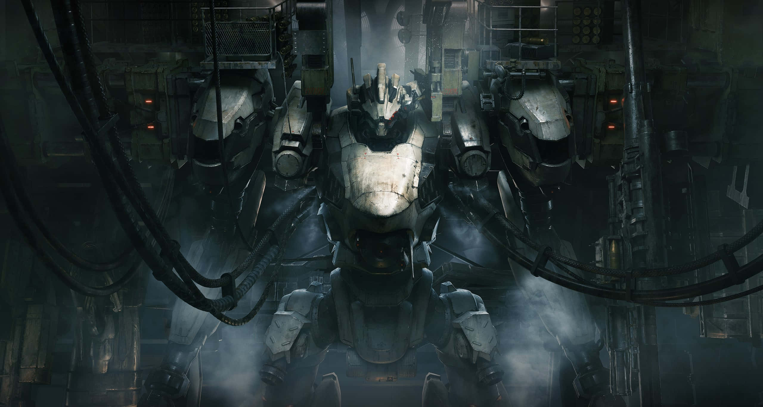 Armored Core 6, mech hangar, towering armored mech, 2K Desktop Wallpaper