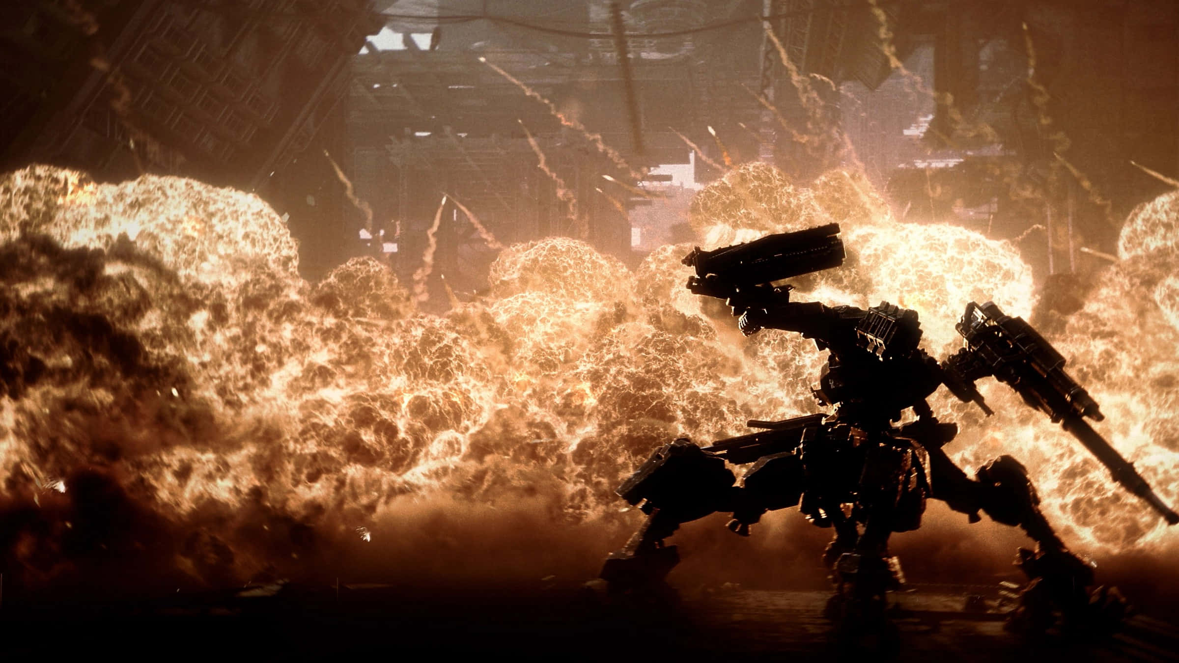 Armored Core 6, mech, fiery explosions, Full HD Desktop Wallpaper