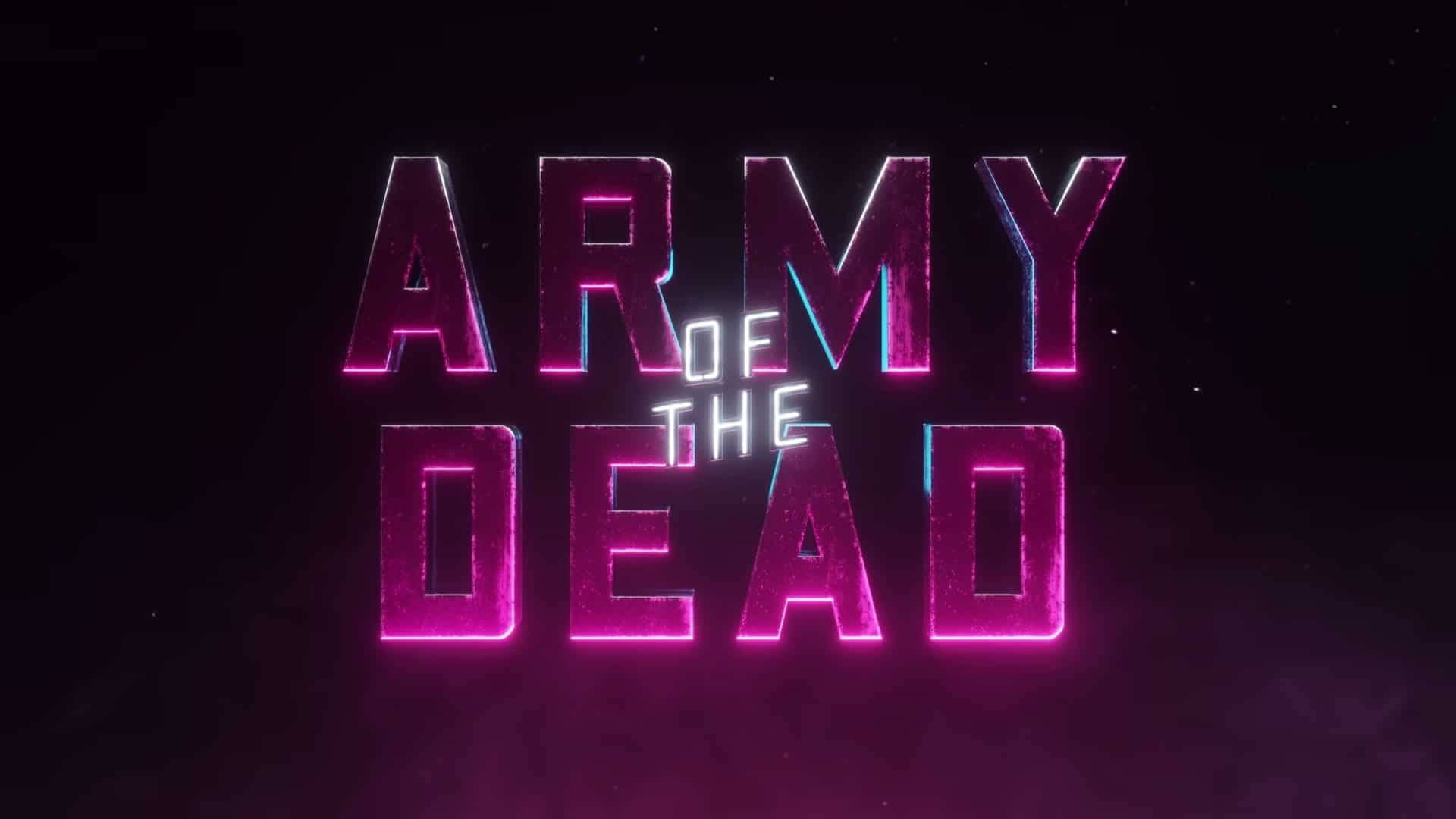 Army of the dead, glowing pink neon text, dark cosmic background, Full HD Desktop Wallpaper
