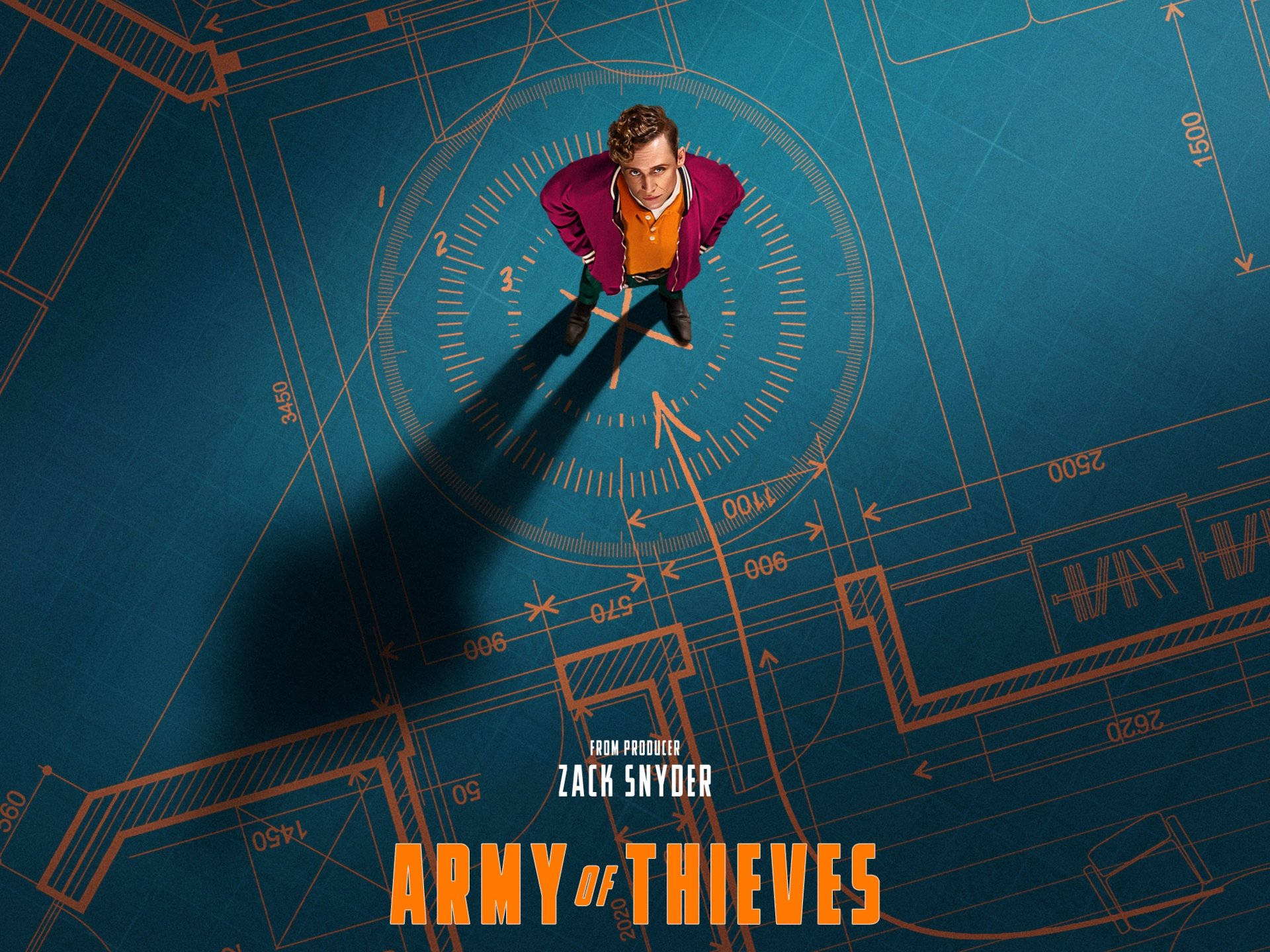 Army of Thieves, purple jacket, blue architectural blueprint, Full HD Desktop Wallpaper