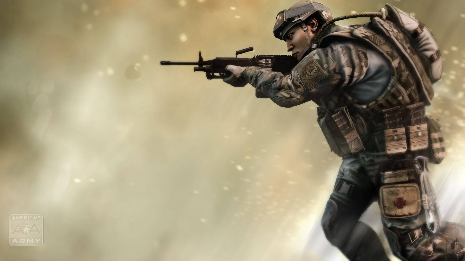 Running Army, soldier, full combat gear, Full HD Desktop Wallpaper