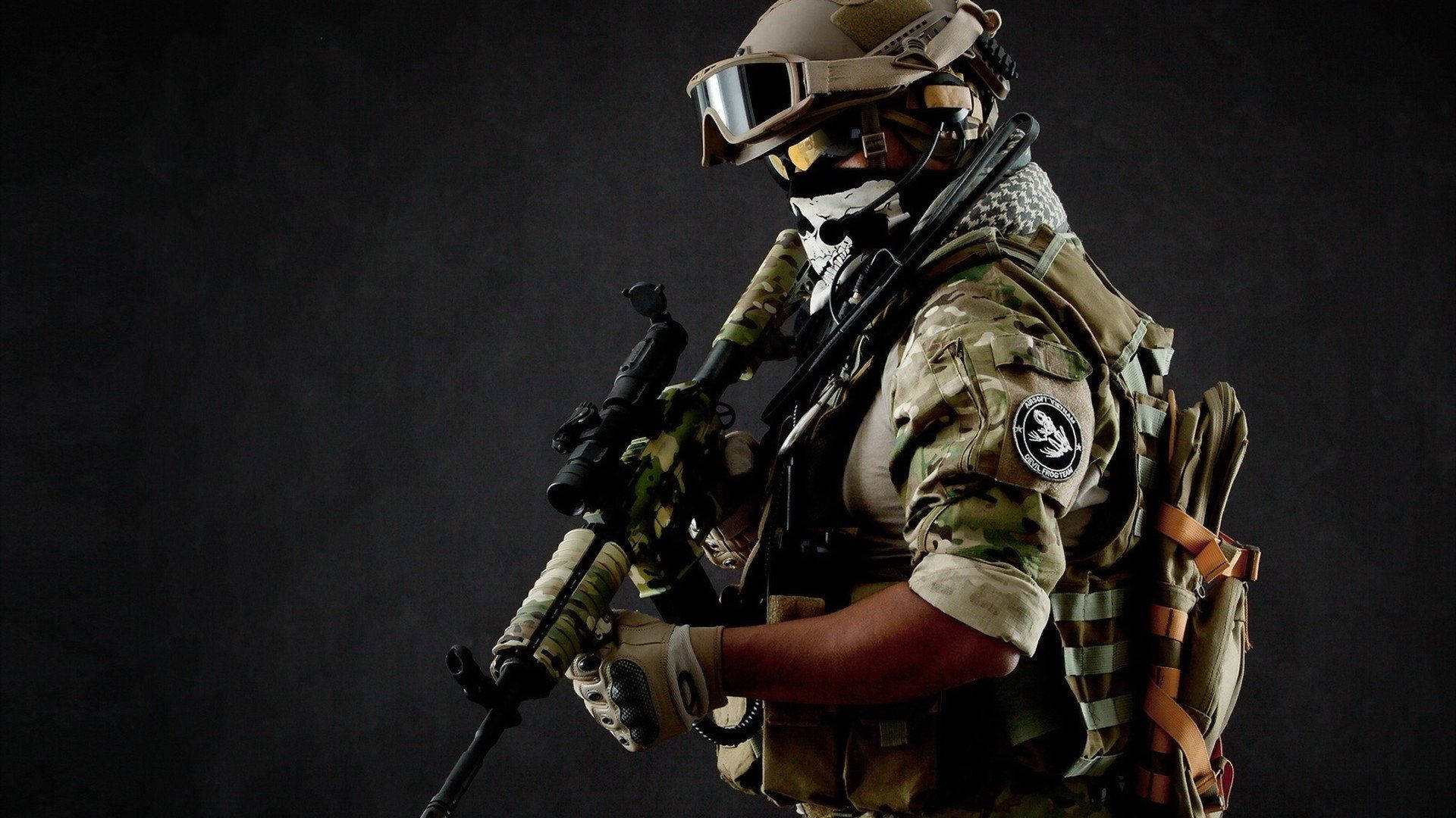 soldier, tactical gear, rifle, Full HD Desktop Wallpaper