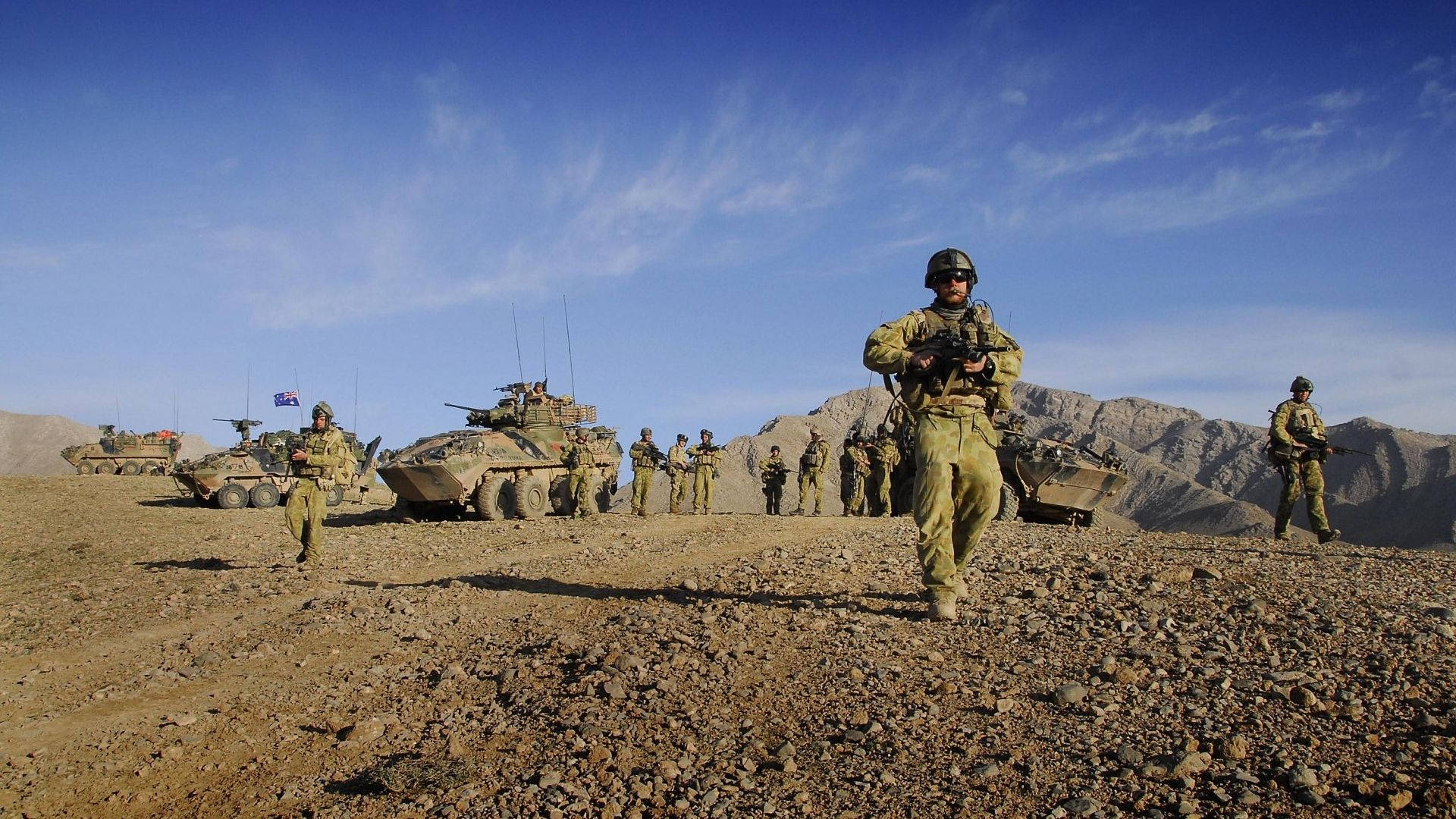 armies, battlefield, desert terrain, Full HD Desktop Wallpaper