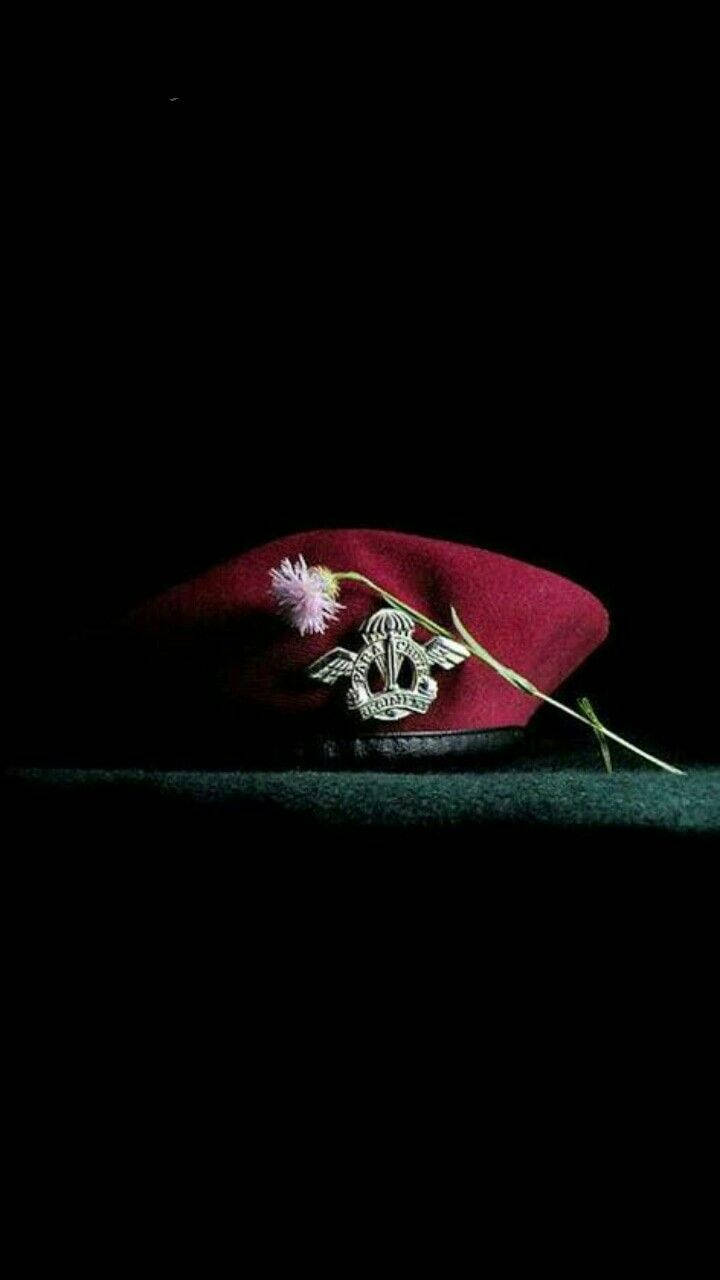 para commandos beret, silver emblem, pink flower, HD Phone Wallpaper
