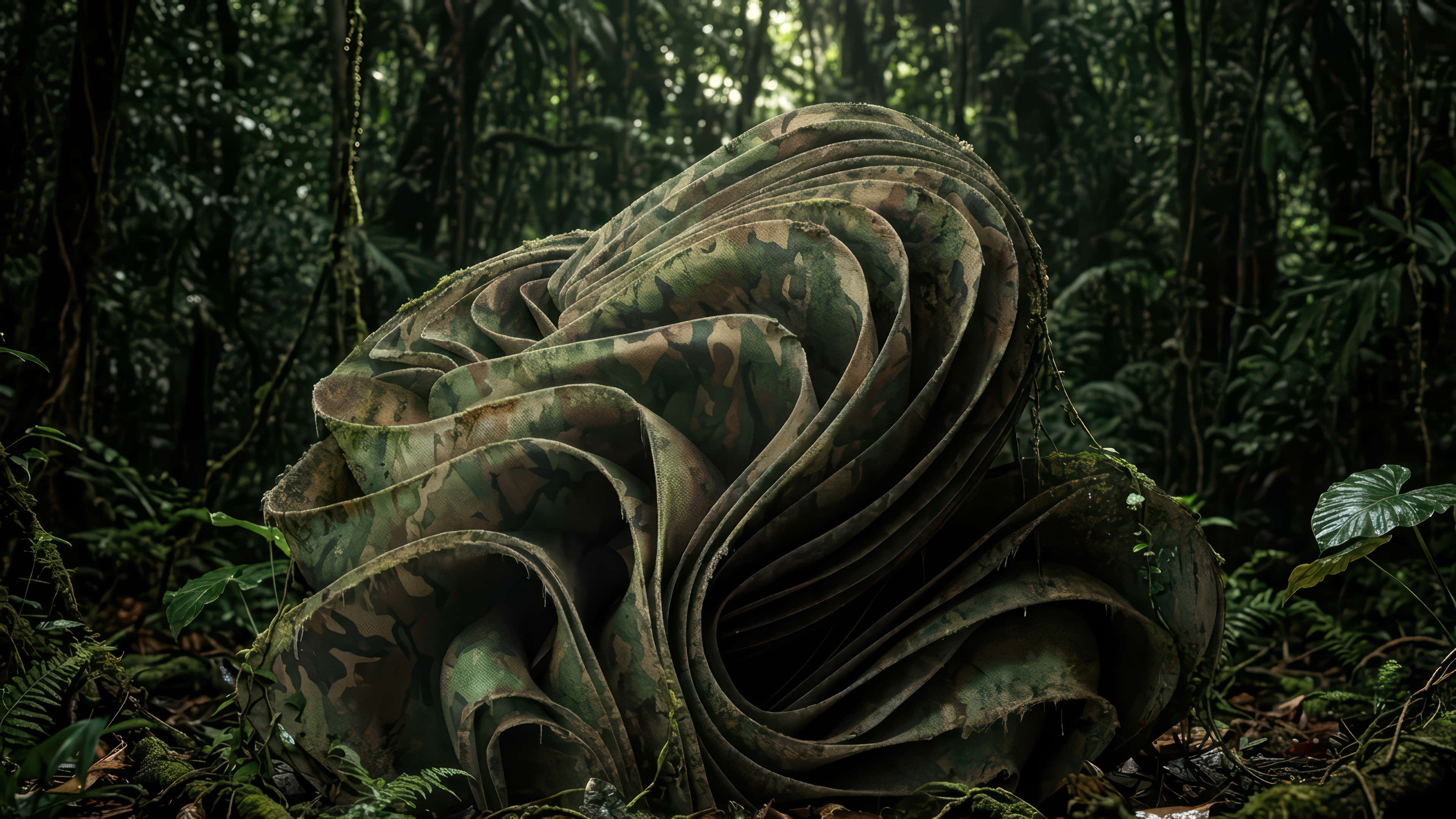 military camouflage, bloom, jungle, 4K Desktop Wallpaper