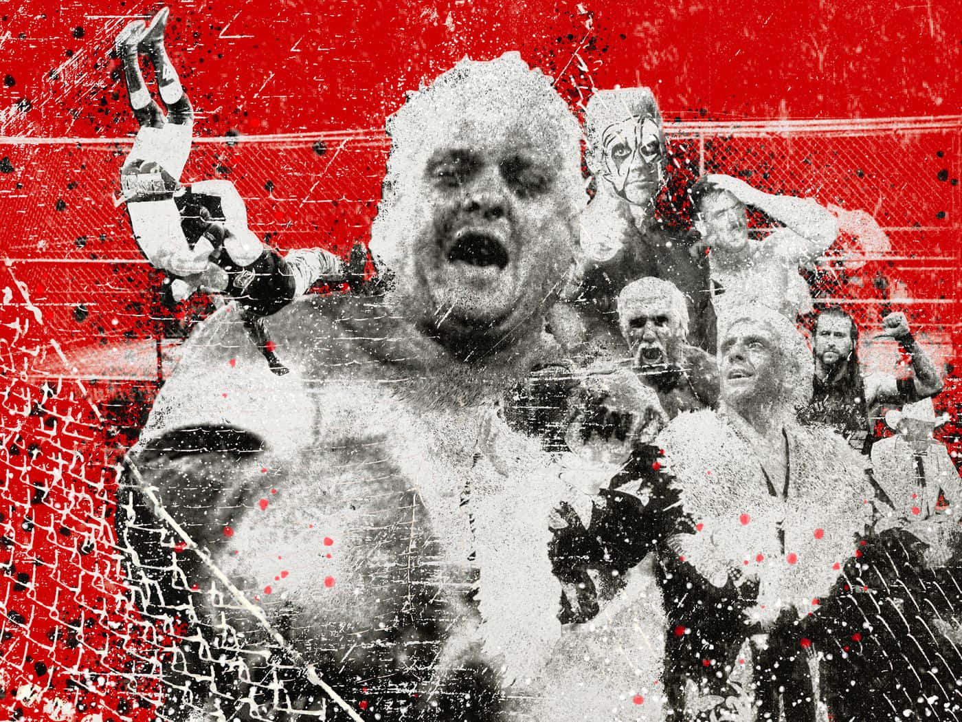 Arn Anderson, grunge poster, splattered red background, HD Desktop Wallpaper