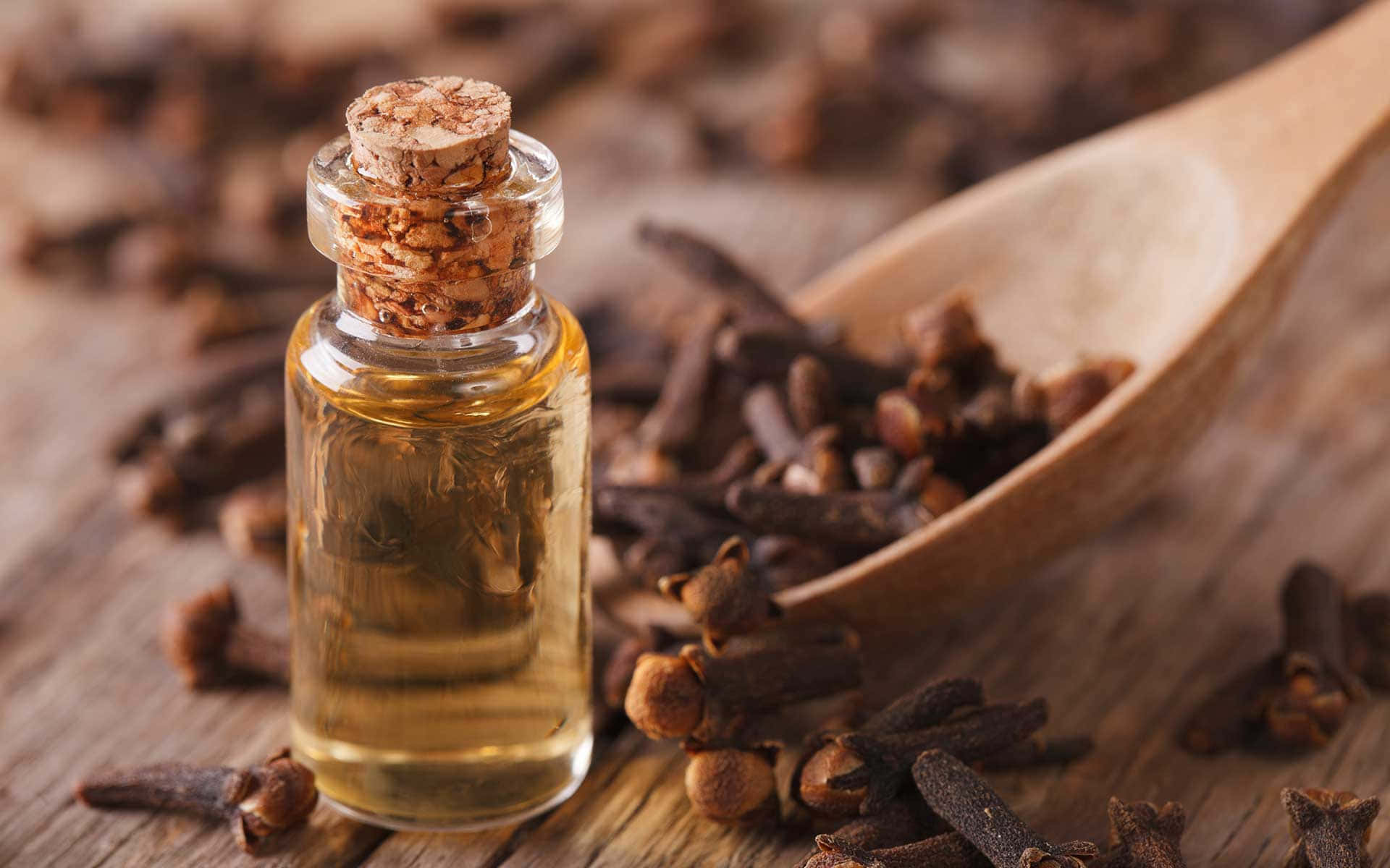 Aromatherapy, clove oil, cork stopper, Full HD Desktop Wallpaper