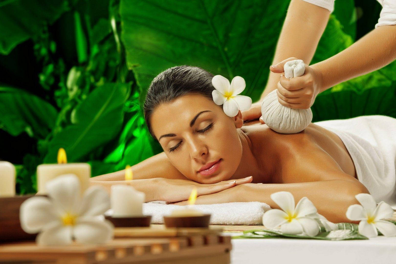spa, frangipani flowers, lit candles, HD Desktop Wallpaper