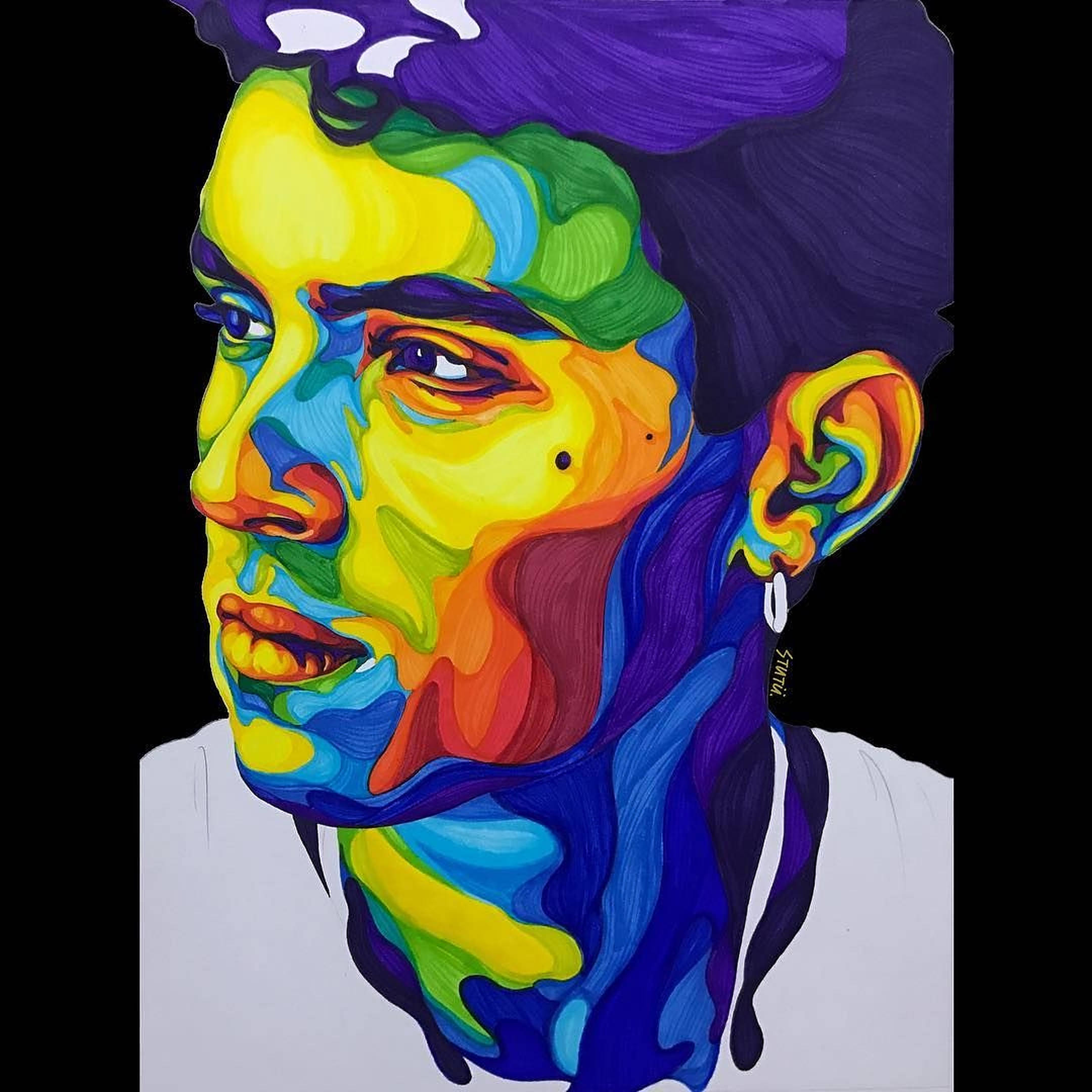 Aron Piper, rainbow colors, purple hair, Full HD Desktop Wallpaper