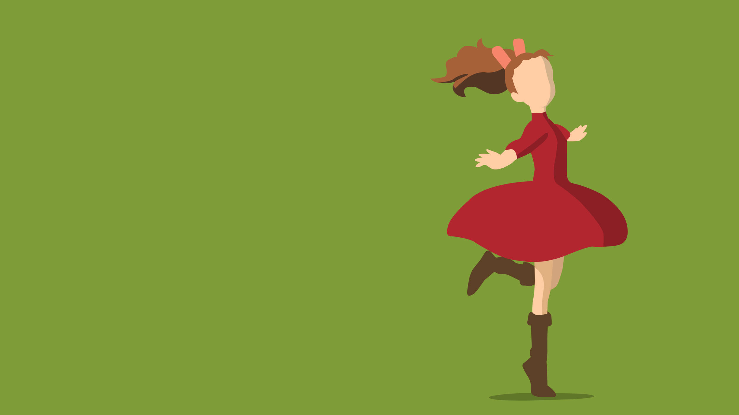 Arrietty, red dress, brown boots, Full HD Desktop Wallpaper