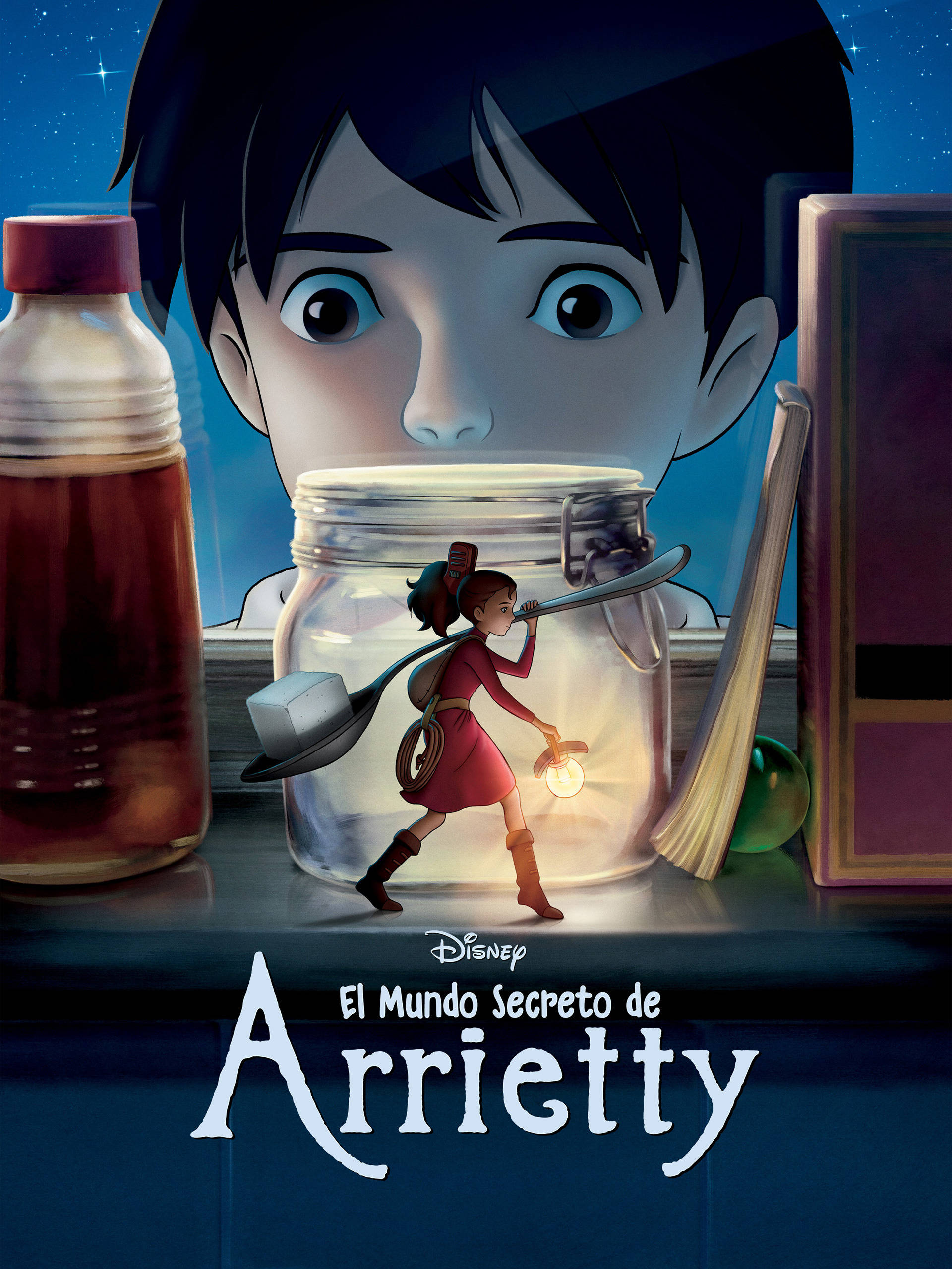 Arrietty, red dress, glass jar, 2K Phone Wallpaper