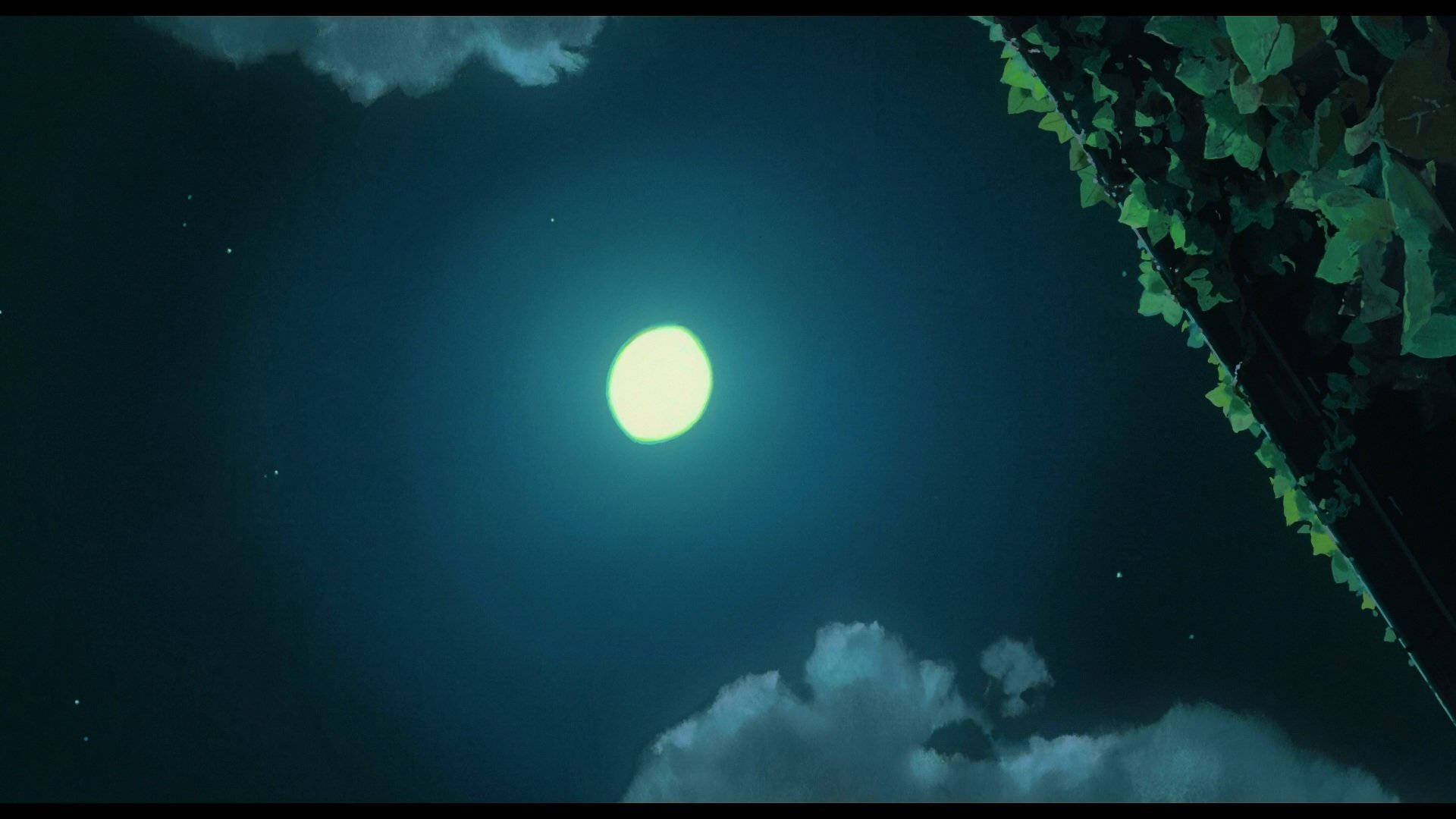 Full Moon Arrietty, glowing pale moon, dark clouds, Full HD Desktop Wallpaper