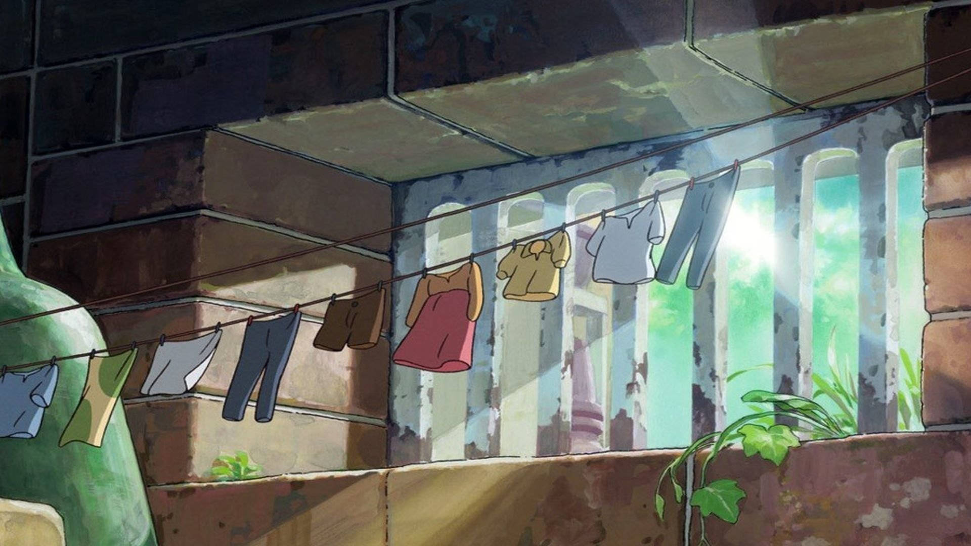 Arrietty, clothesline, sunlight, Full HD Desktop Wallpaper