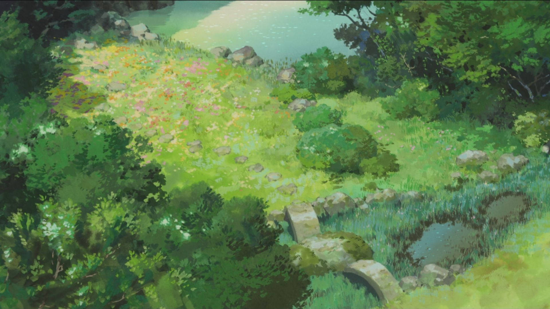 Arrietty, garden, stone path, Full HD Desktop Wallpaper