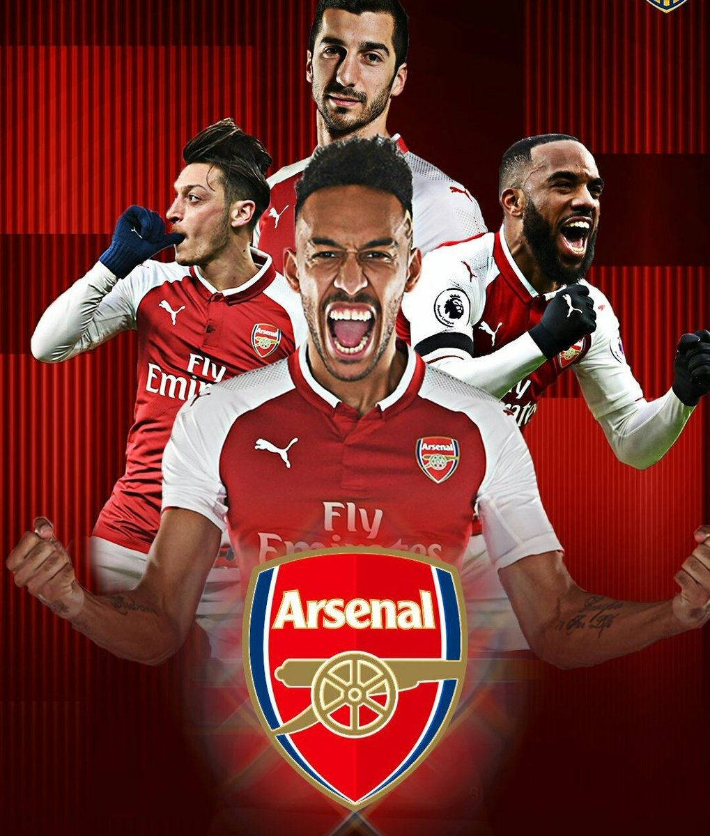 Arsenal FC, red and white kits, bold red striped background, SD Phone Wallpaper