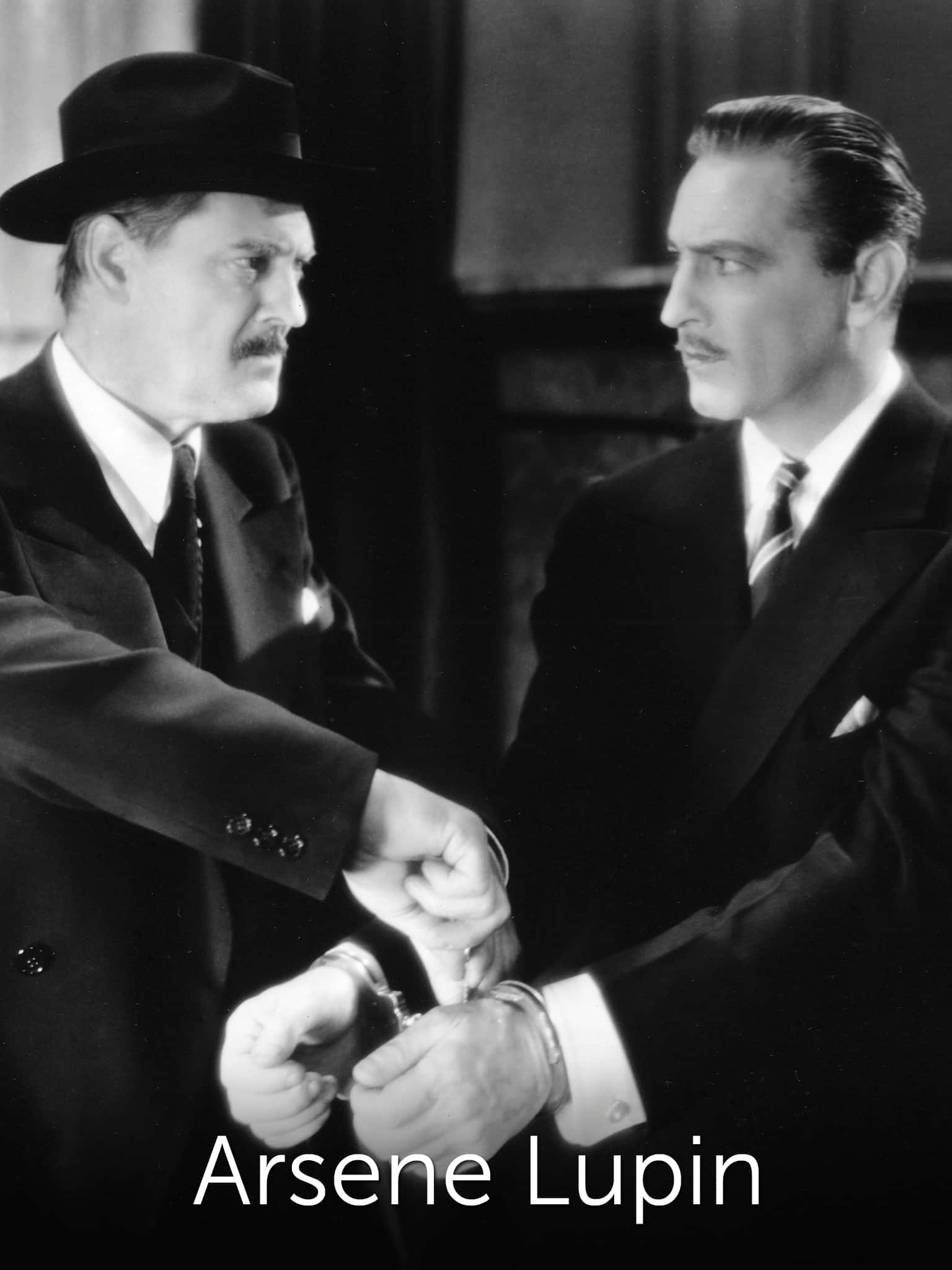 Arsène Lupin, vintage black and white scene, two men in suits, Full HD Phone Wallpaper
