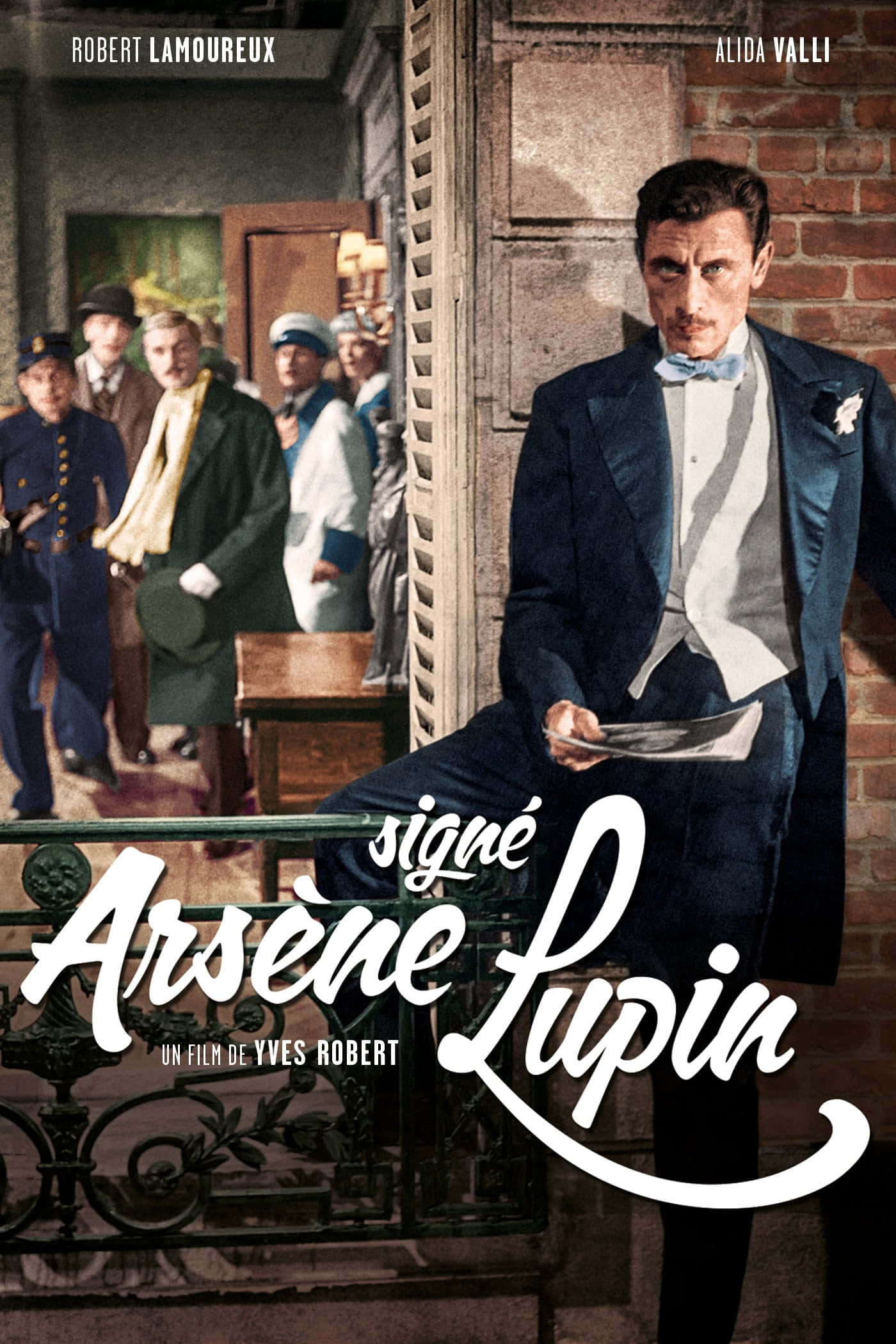Arsène Lupin, blue suit, brick wall, Full HD Phone Wallpaper