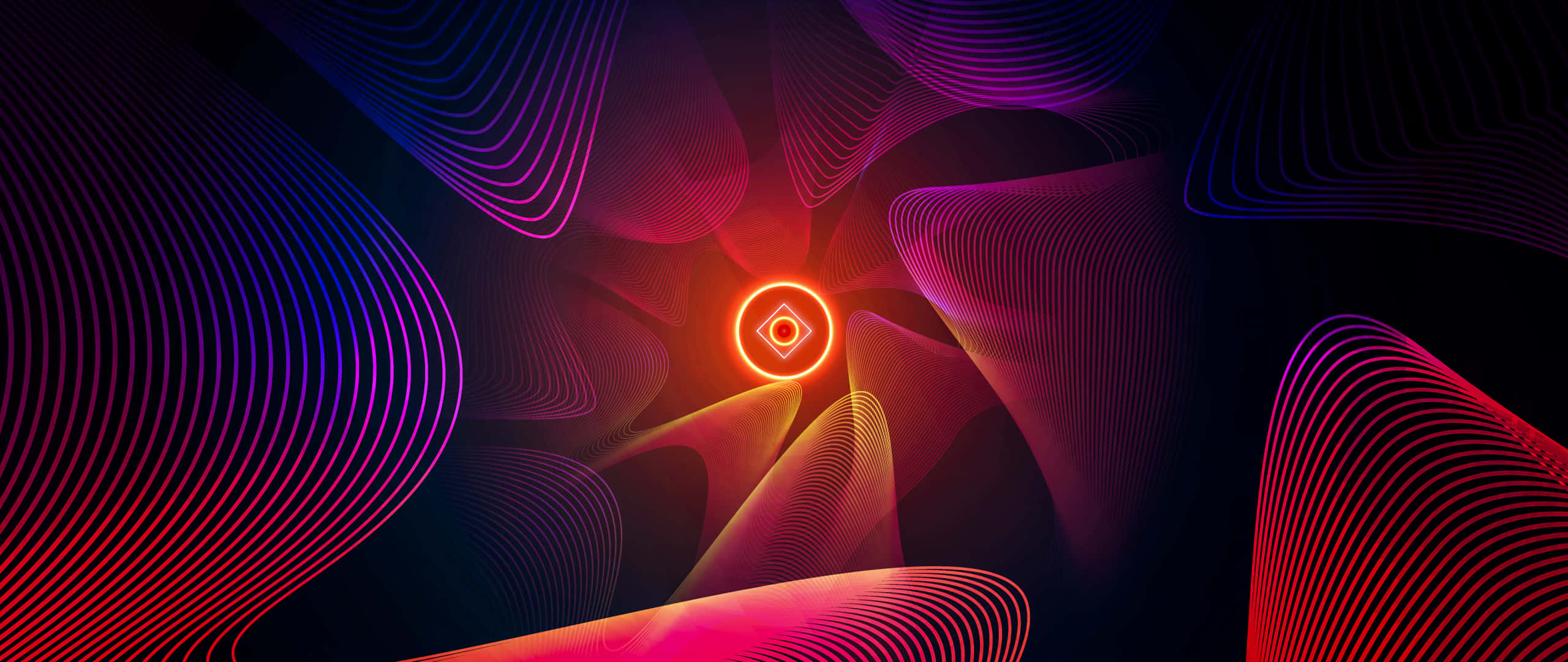 neon lines, tunnel, red purple and blue, 2K Desktop Wallpaper